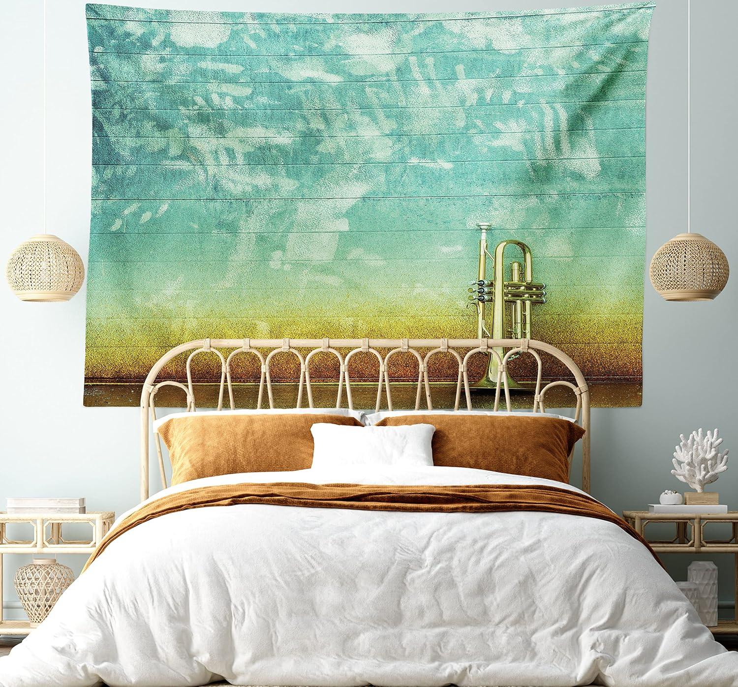 imageAmbesonne Flower Tapestry Modern Lines Leafy Eucalyptus Pattern with Tender Sunflower and Peony Fabric Wall Hanging Decor for Bedroom Living Room Dorm 28 X 23 Grey Teal Laurel GreenSea Green Brown