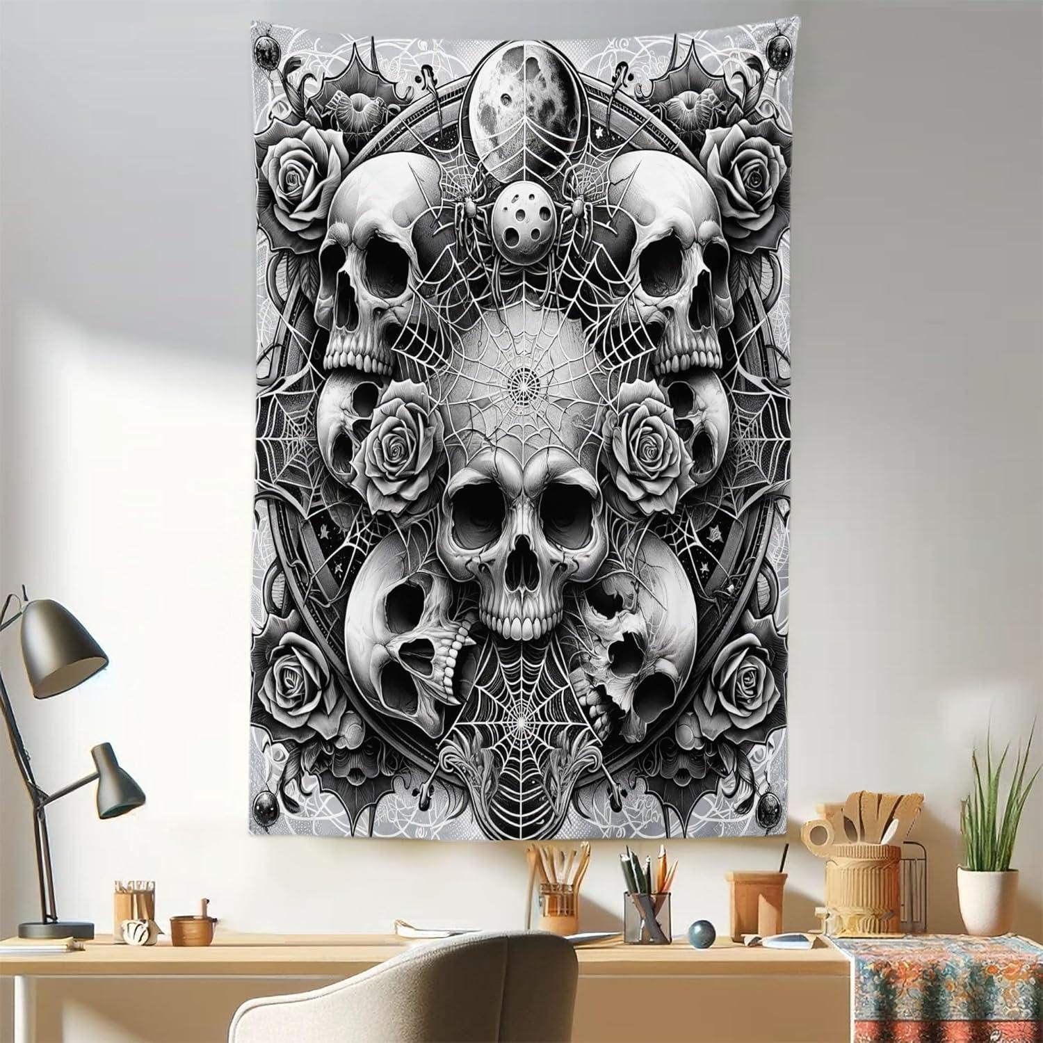imageAmbesonne Flower Tapestry Modern Lines Leafy Eucalyptus Pattern with Tender Sunflower and Peony Fabric Wall Hanging Decor for Bedroom Living Room Dorm 28 X 23 Grey Teal Laurel GreenPale Grey Dark Grey White