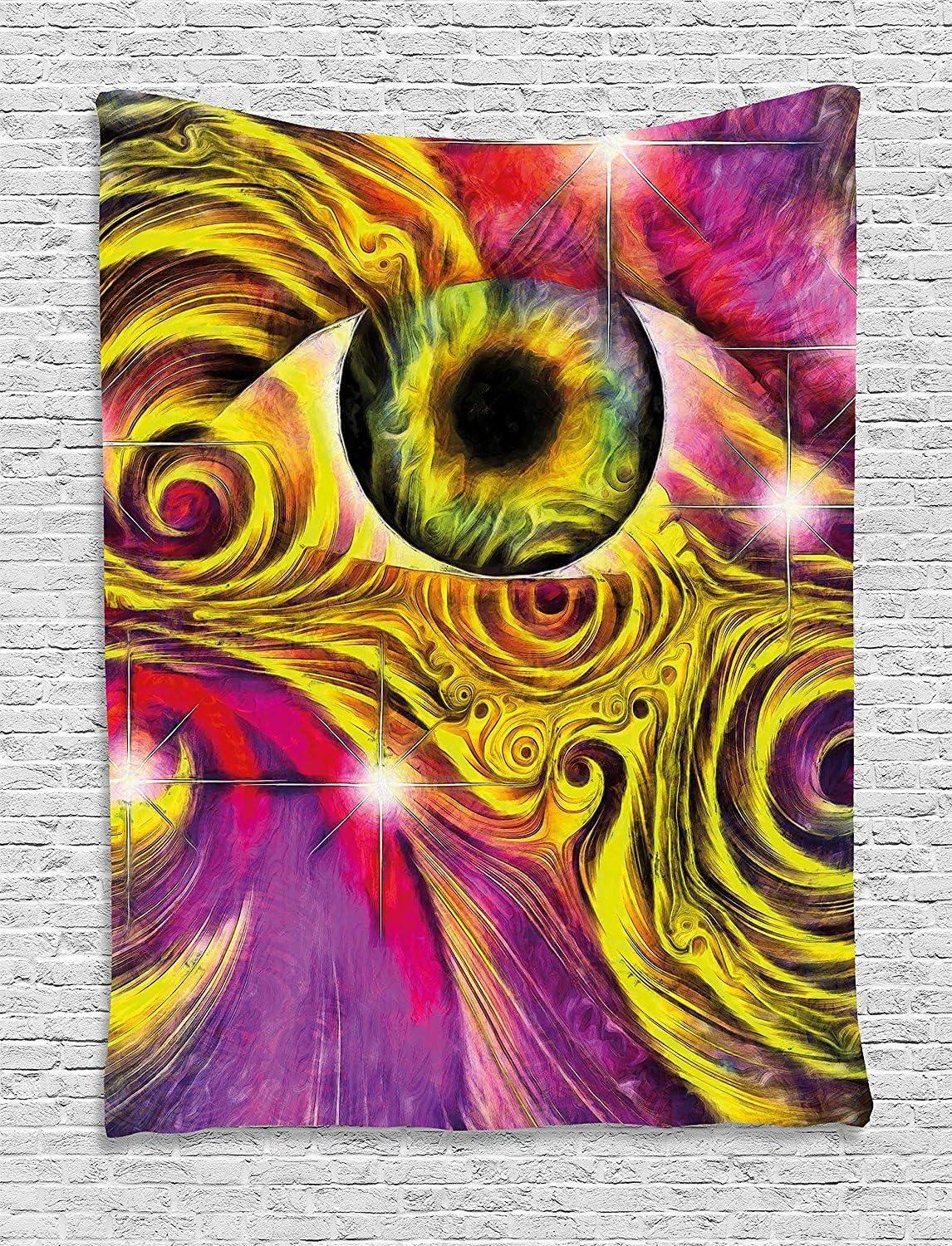 imageAmbesonne Flower Tapestry Modern Lines Leafy Eucalyptus Pattern with Tender Sunflower and Peony Fabric Wall Hanging Decor for Bedroom Living Room Dorm 28 X 23 Grey Teal Laurel GreenFuchsia Yellow