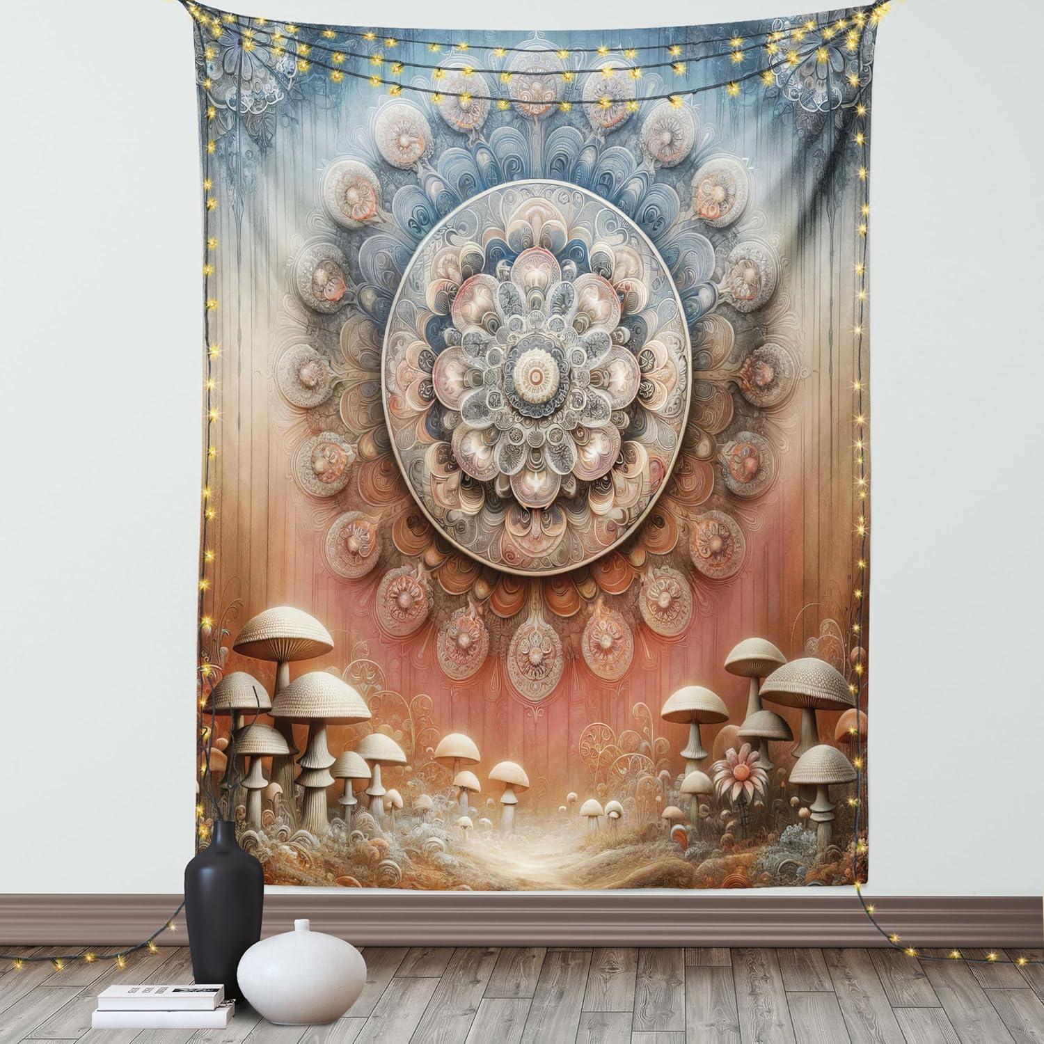 imageAmbesonne Flower Tapestry Modern Lines Leafy Eucalyptus Pattern with Tender Sunflower and Peony Fabric Wall Hanging Decor for Bedroom Living Room Dorm 28 X 23 Grey Teal Laurel GreenPale Ruby Blue Grey Ecru
