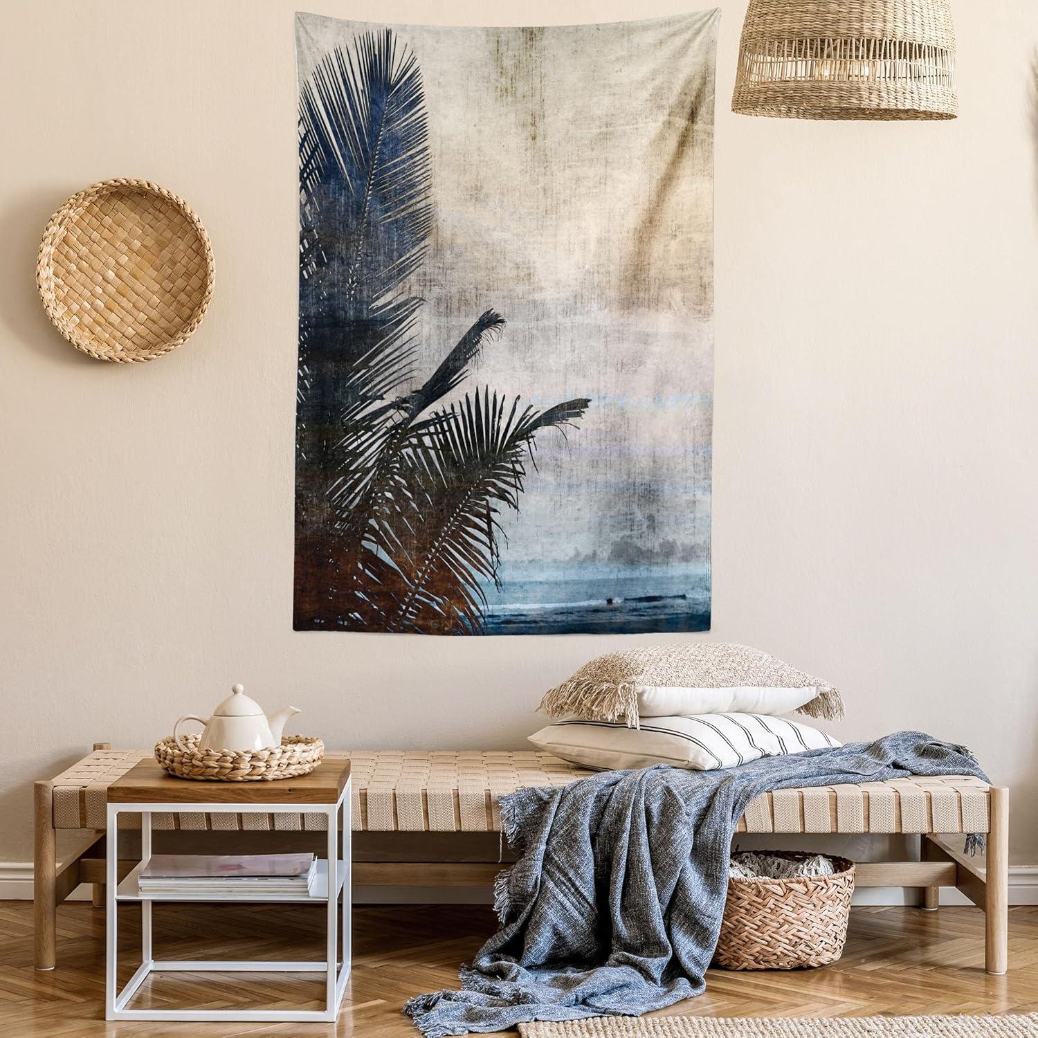 imageAmbesonne Flower Tapestry Modern Lines Leafy Eucalyptus Pattern with Tender Sunflower and Peony Fabric Wall Hanging Decor for Bedroom Living Room Dorm 28 X 23 Grey Teal Laurel GreenBeige Navy