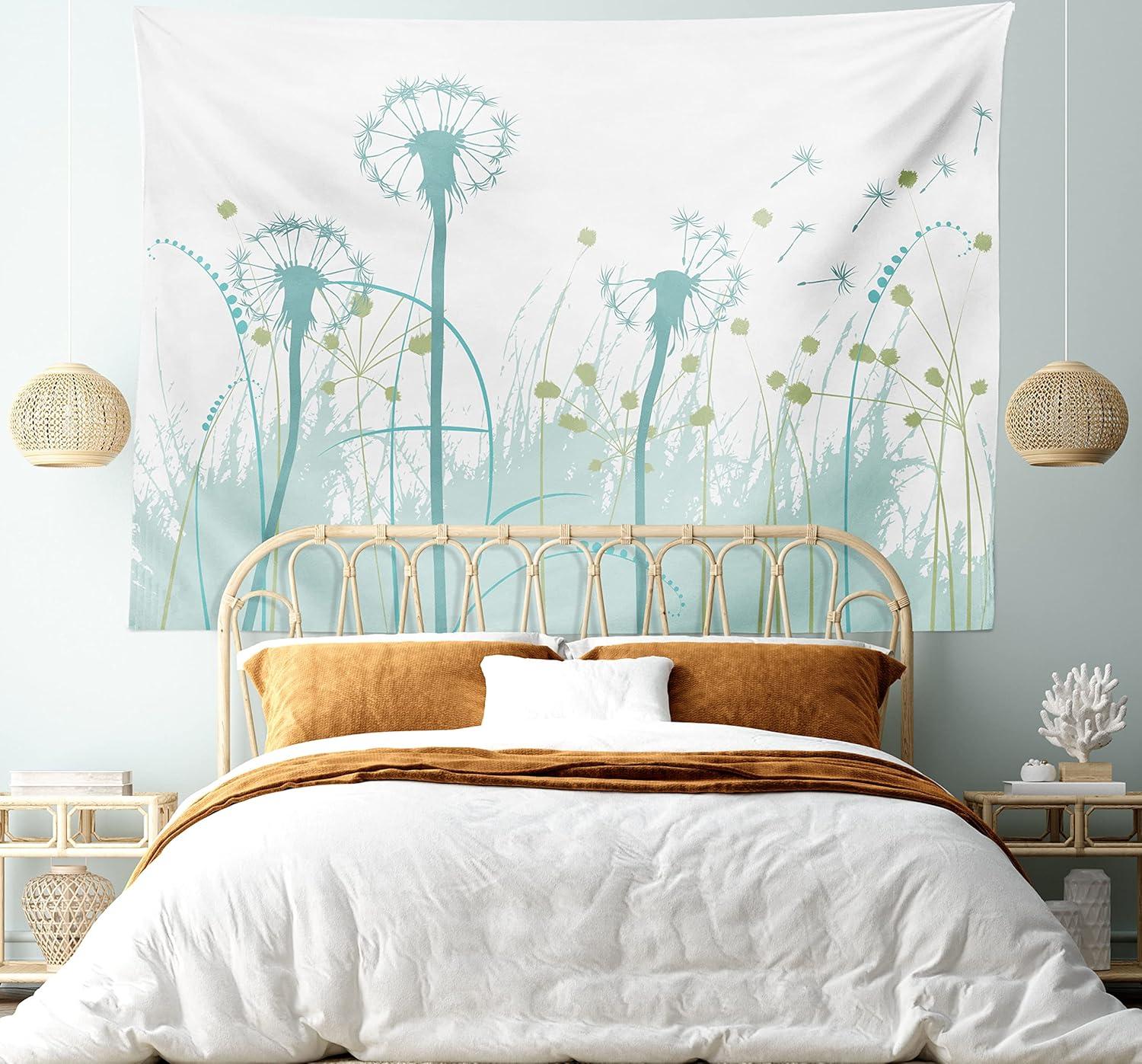 imageAmbesonne Flower Tapestry Modern Lines Leafy Eucalyptus Pattern with Tender Sunflower and Peony Fabric Wall Hanging Decor for Bedroom Living Room Dorm 28 X 23 Grey Teal Laurel GreenAlmond Green Khaki