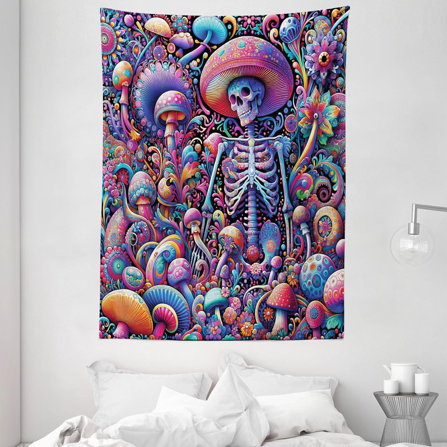 imageAmbesonne Flower Tapestry Modern Lines Leafy Eucalyptus Pattern with Tender Sunflower and Peony Fabric Wall Hanging Decor for Bedroom Living Room Dorm 28 X 23 Grey Teal Laurel GreenMagenta Indigo Multicolor