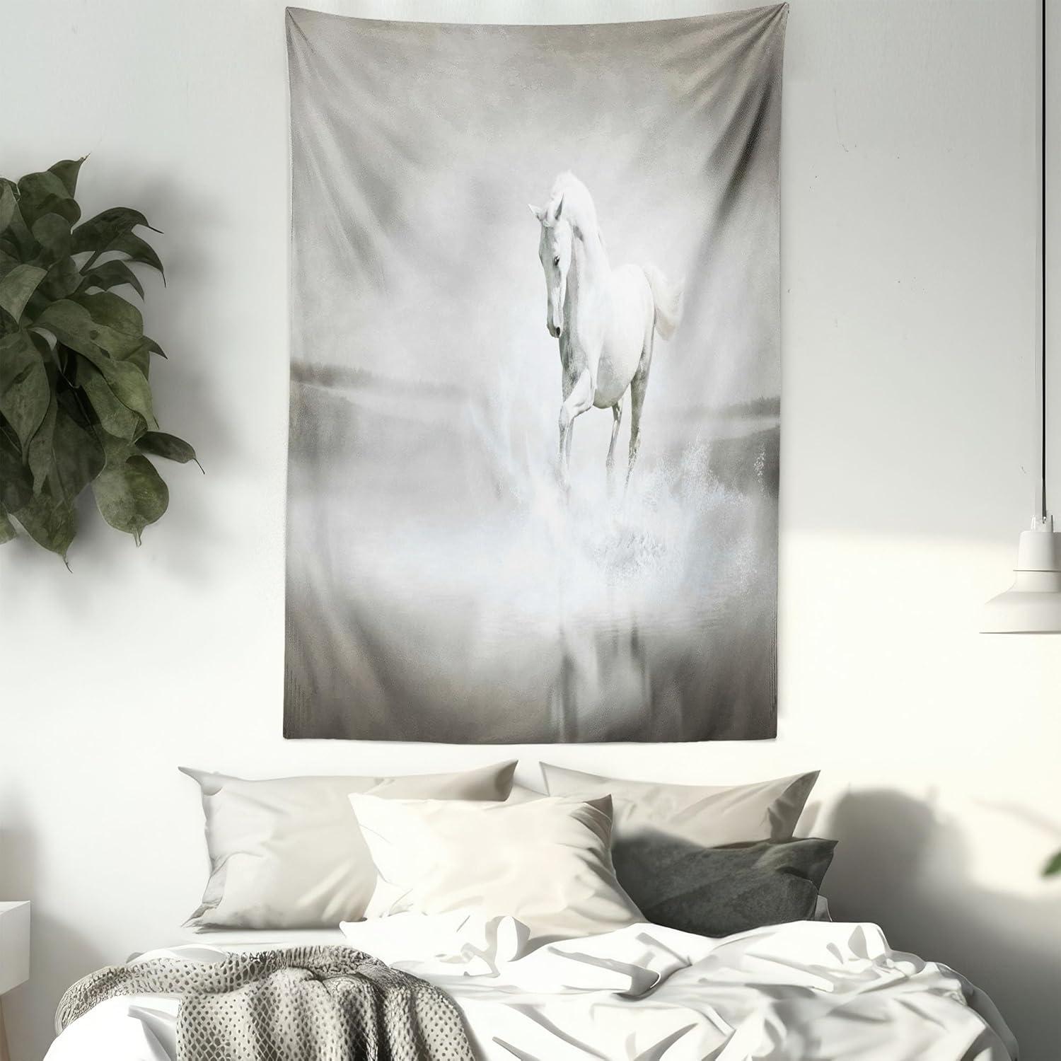 imageAmbesonne Flower Tapestry Modern Lines Leafy Eucalyptus Pattern with Tender Sunflower and Peony Fabric Wall Hanging Decor for Bedroom Living Room Dorm 28 X 23 Grey Teal Laurel GreenBlack and White