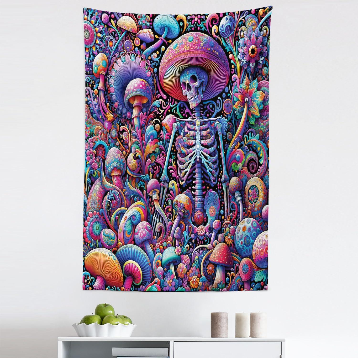 imageAmbesonne Flower Tapestry Modern Lines Leafy Eucalyptus Pattern with Tender Sunflower and Peony Fabric Wall Hanging Decor for Bedroom Living Room Dorm 28 X 23 Grey Teal Laurel GreenMagenta Indigo Multicolor
