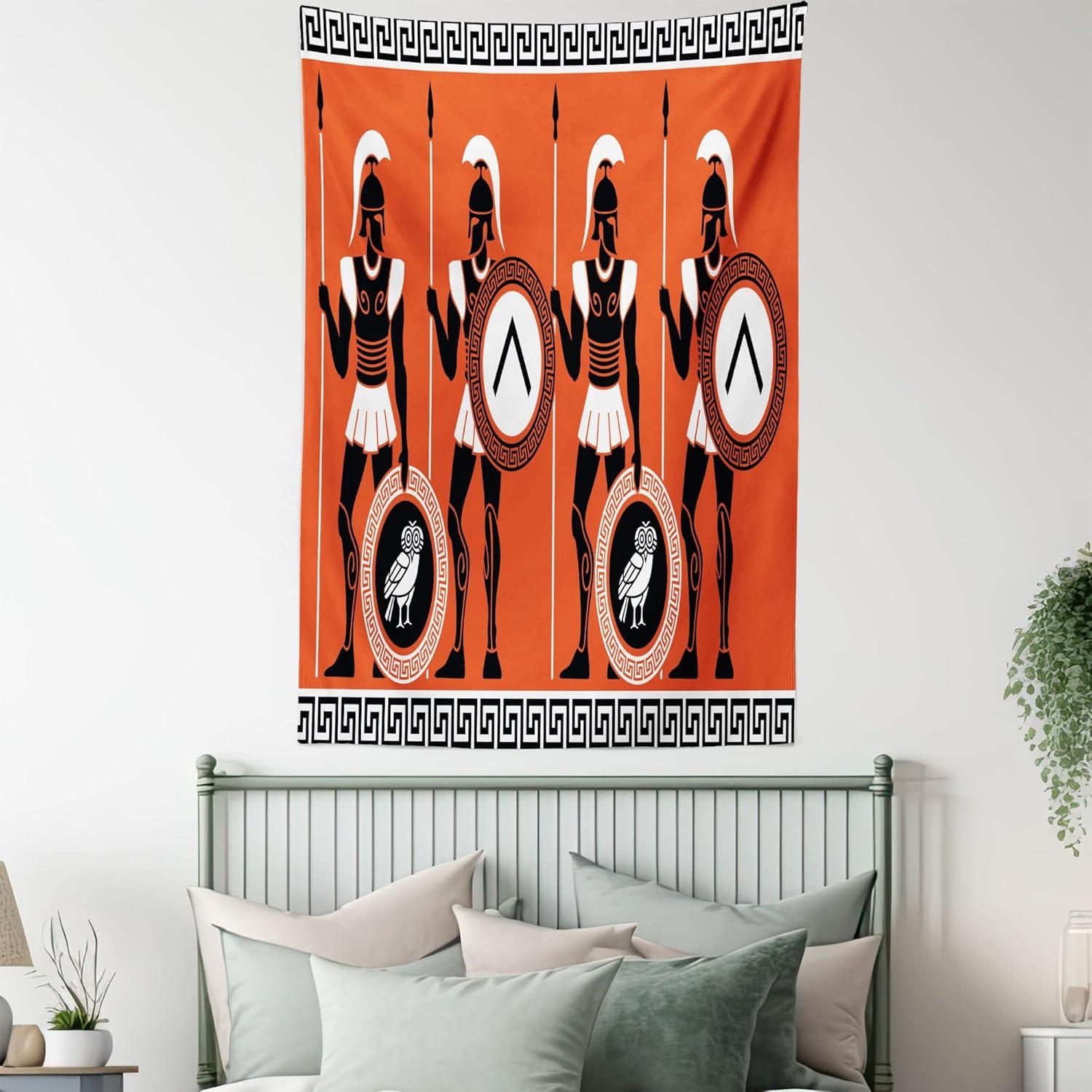imageAmbesonne Flower Tapestry Modern Lines Leafy Eucalyptus Pattern with Tender Sunflower and Peony Fabric Wall Hanging Decor for Bedroom Living Room Dorm 28 X 23 Grey Teal Laurel GreenOrange Black White