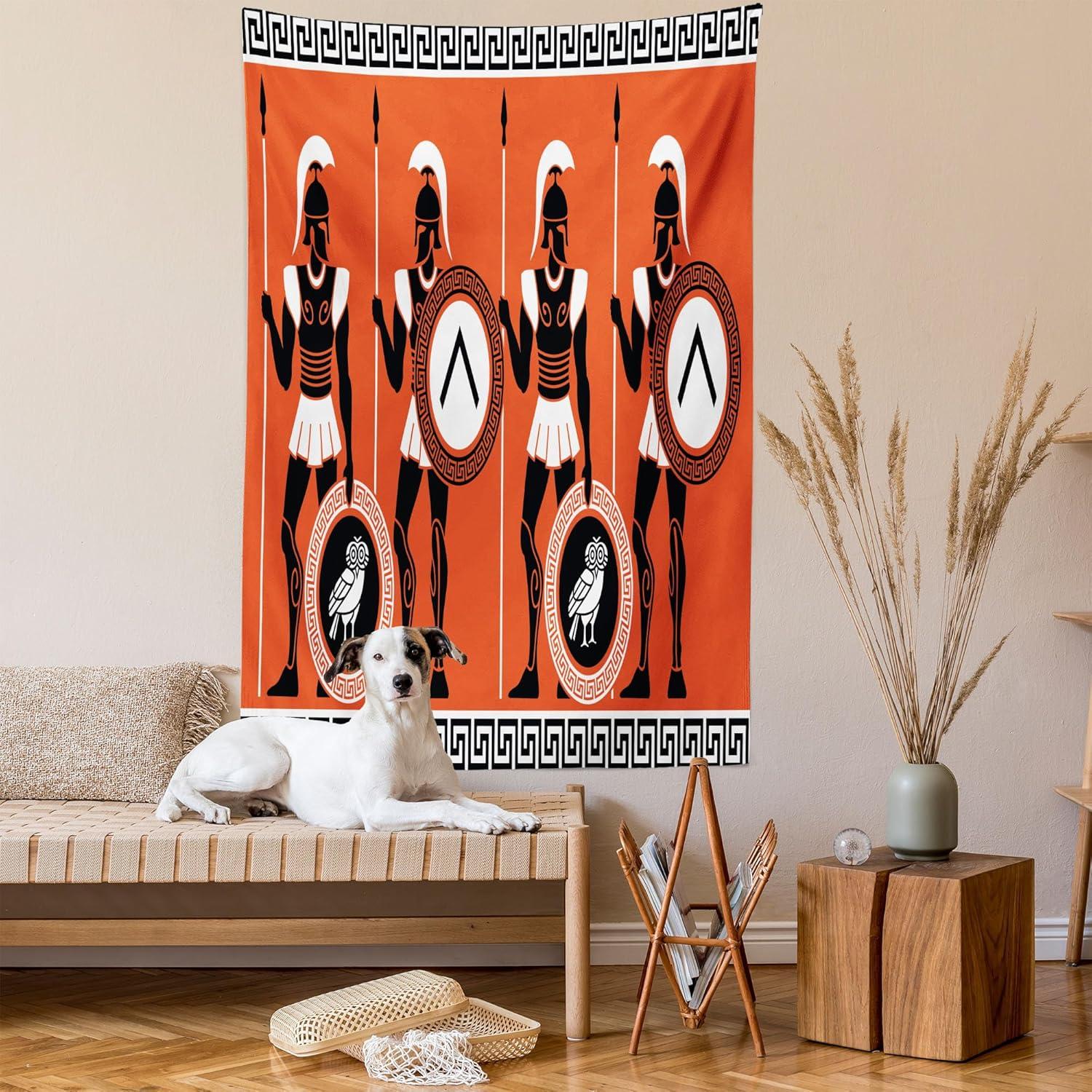 imageAmbesonne Flower Tapestry Modern Lines Leafy Eucalyptus Pattern with Tender Sunflower and Peony Fabric Wall Hanging Decor for Bedroom Living Room Dorm 28 X 23 Grey Teal Laurel GreenOrange Black White