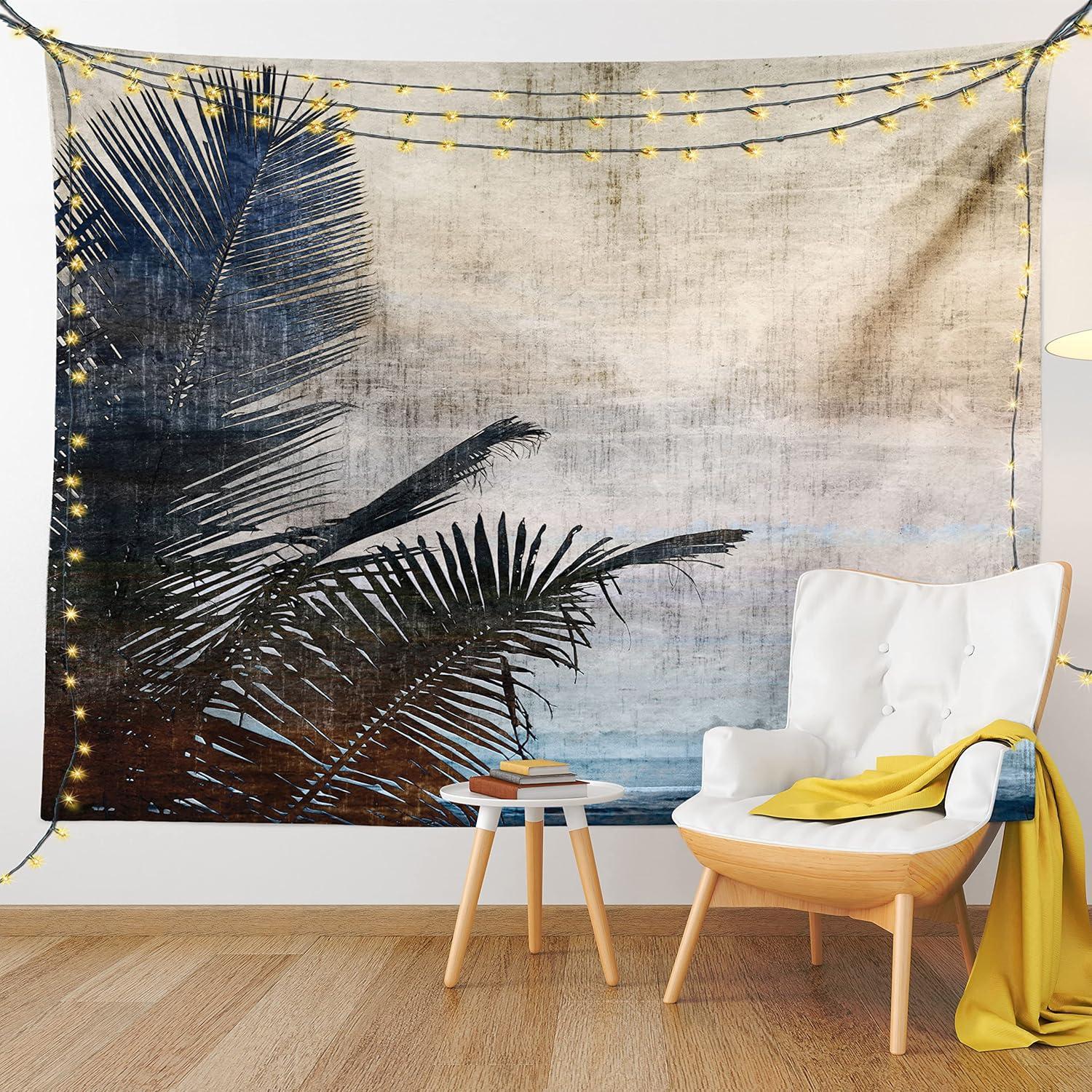 imageAmbesonne Flower Tapestry Modern Lines Leafy Eucalyptus Pattern with Tender Sunflower and Peony Fabric Wall Hanging Decor for Bedroom Living Room Dorm 28 X 23 Grey Teal Laurel GreenBeige Navy
