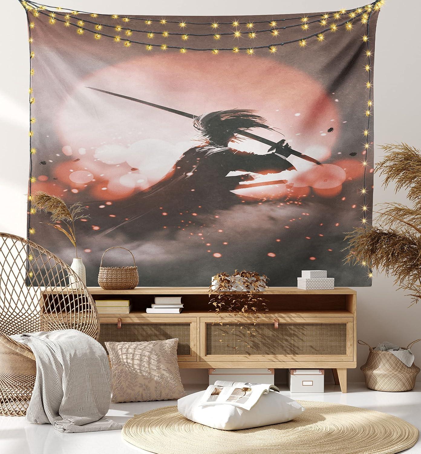 imageAmbesonne Flower Tapestry Modern Lines Leafy Eucalyptus Pattern with Tender Sunflower and Peony Fabric Wall Hanging Decor for Bedroom Living Room Dorm 28 X 23 Grey Teal Laurel GreenSalmon Umber