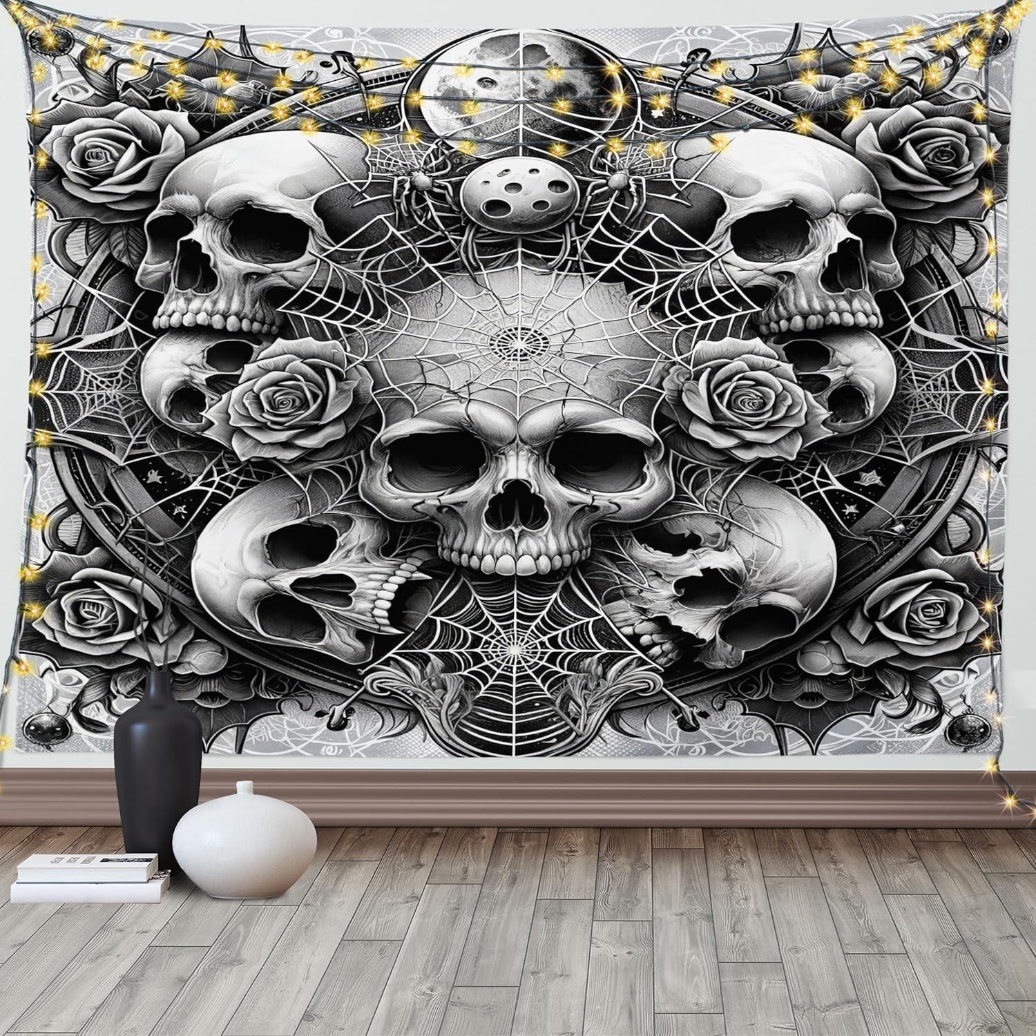 imageAmbesonne Flower Tapestry Modern Lines Leafy Eucalyptus Pattern with Tender Sunflower and Peony Fabric Wall Hanging Decor for Bedroom Living Room Dorm 28 X 23 Grey Teal Laurel GreenPale Grey Dark Grey White