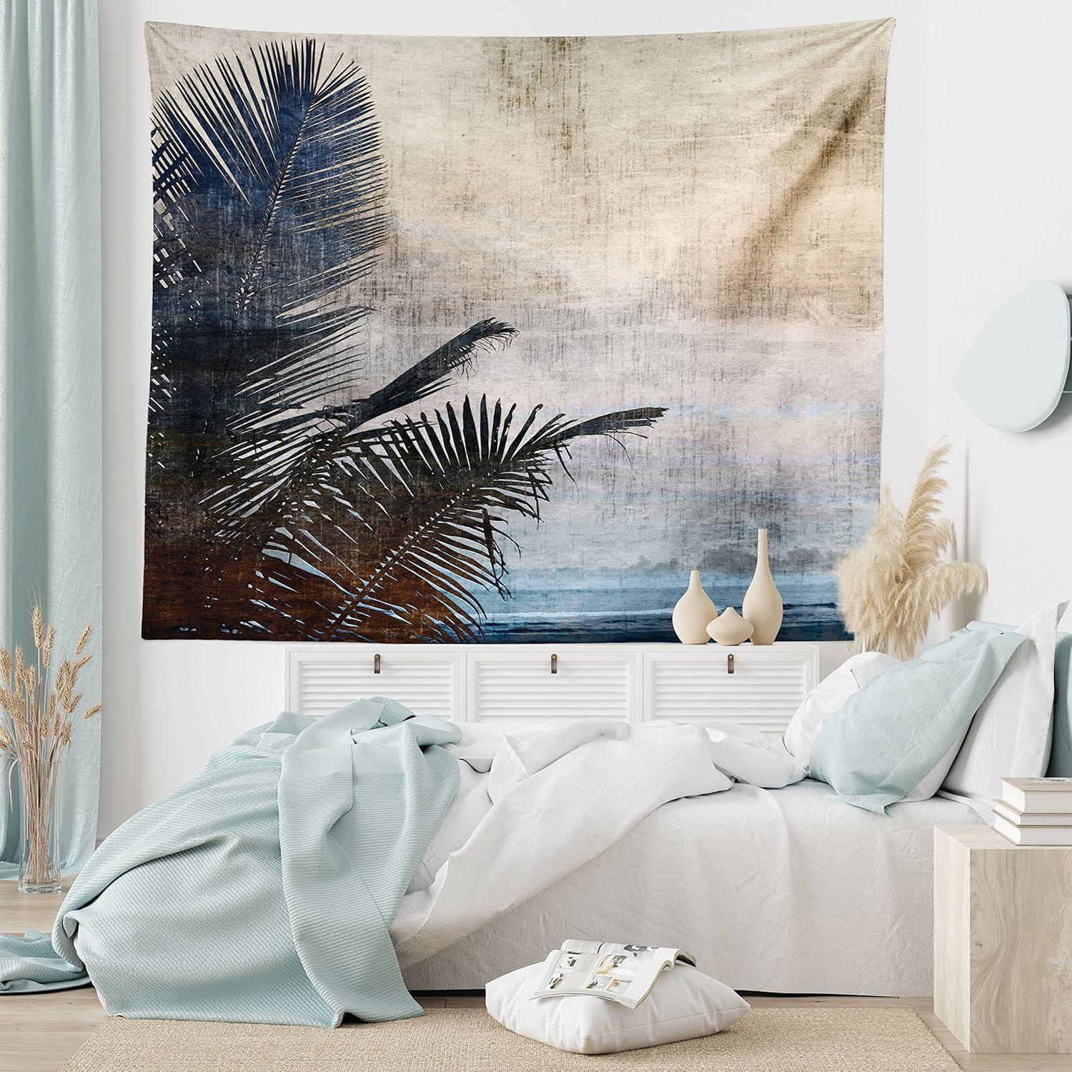 imageAmbesonne Flower Tapestry Modern Lines Leafy Eucalyptus Pattern with Tender Sunflower and Peony Fabric Wall Hanging Decor for Bedroom Living Room Dorm 28 X 23 Grey Teal Laurel GreenBeige Navy