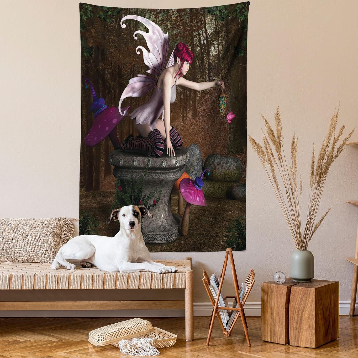 imageAmbesonne Flower Tapestry Modern Lines Leafy Eucalyptus Pattern with Tender Sunflower and Peony Fabric Wall Hanging Decor for Bedroom Living Room Dorm 28 X 23 Grey Teal Laurel GreenRed Purple Grey