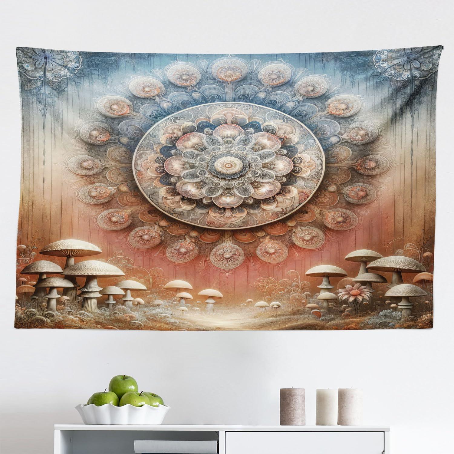 imageAmbesonne Flower Tapestry Modern Lines Leafy Eucalyptus Pattern with Tender Sunflower and Peony Fabric Wall Hanging Decor for Bedroom Living Room Dorm 28 X 23 Grey Teal Laurel GreenPale Ruby Blue Grey Ecru