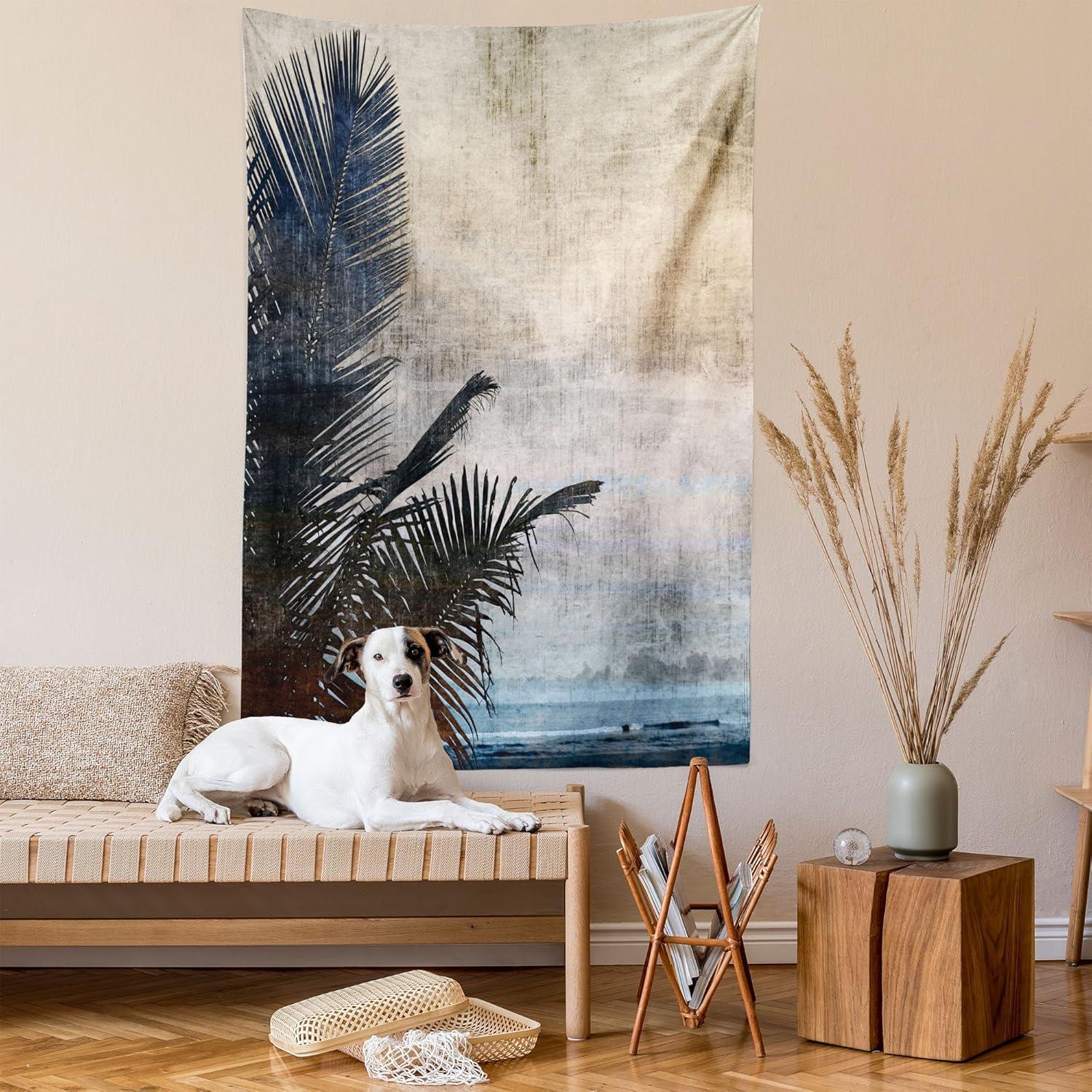 imageAmbesonne Flower Tapestry Modern Lines Leafy Eucalyptus Pattern with Tender Sunflower and Peony Fabric Wall Hanging Decor for Bedroom Living Room Dorm 28 X 23 Grey Teal Laurel GreenBeige Navy