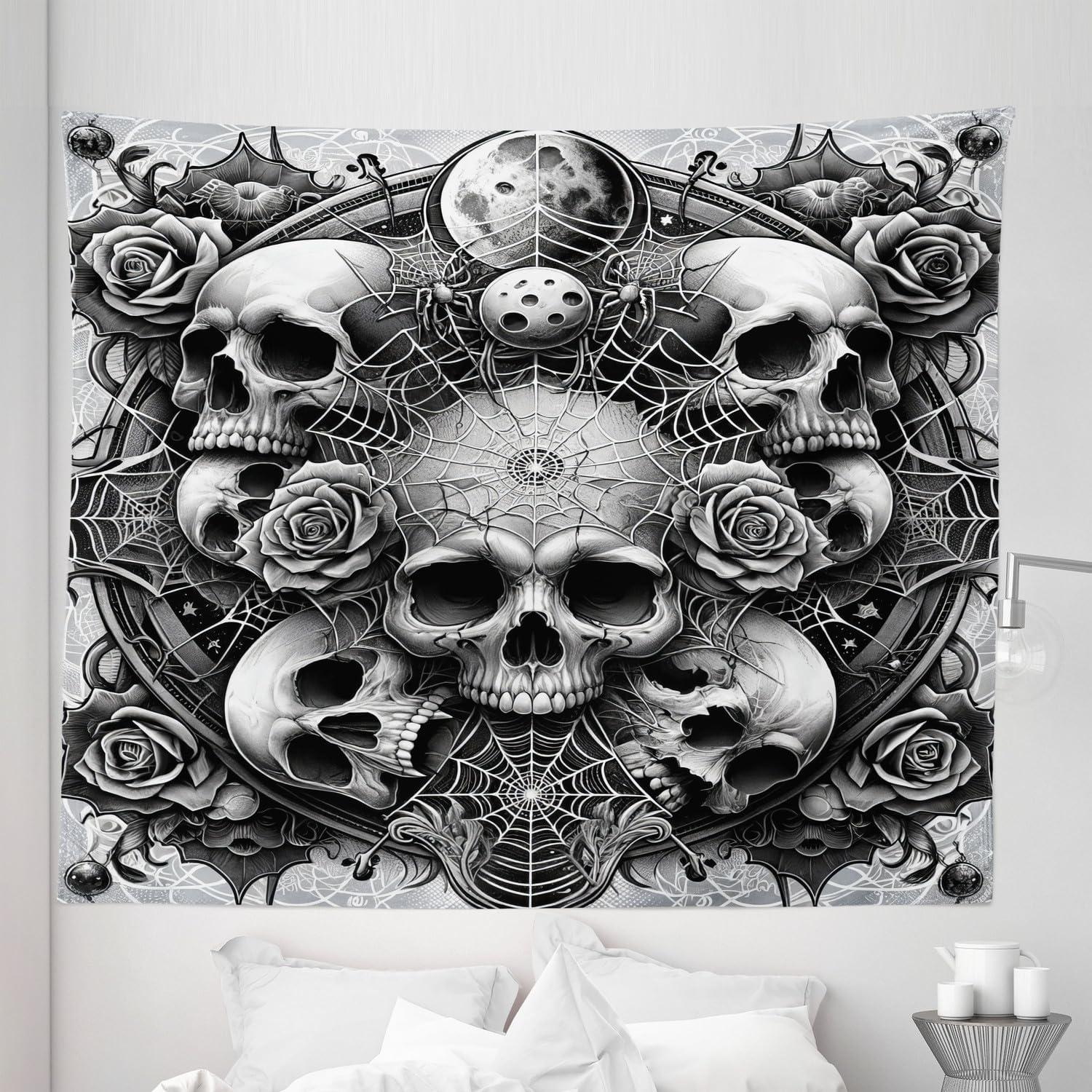 imageAmbesonne Flower Tapestry Modern Lines Leafy Eucalyptus Pattern with Tender Sunflower and Peony Fabric Wall Hanging Decor for Bedroom Living Room Dorm 28 X 23 Grey Teal Laurel GreenPale Grey Dark Grey White
