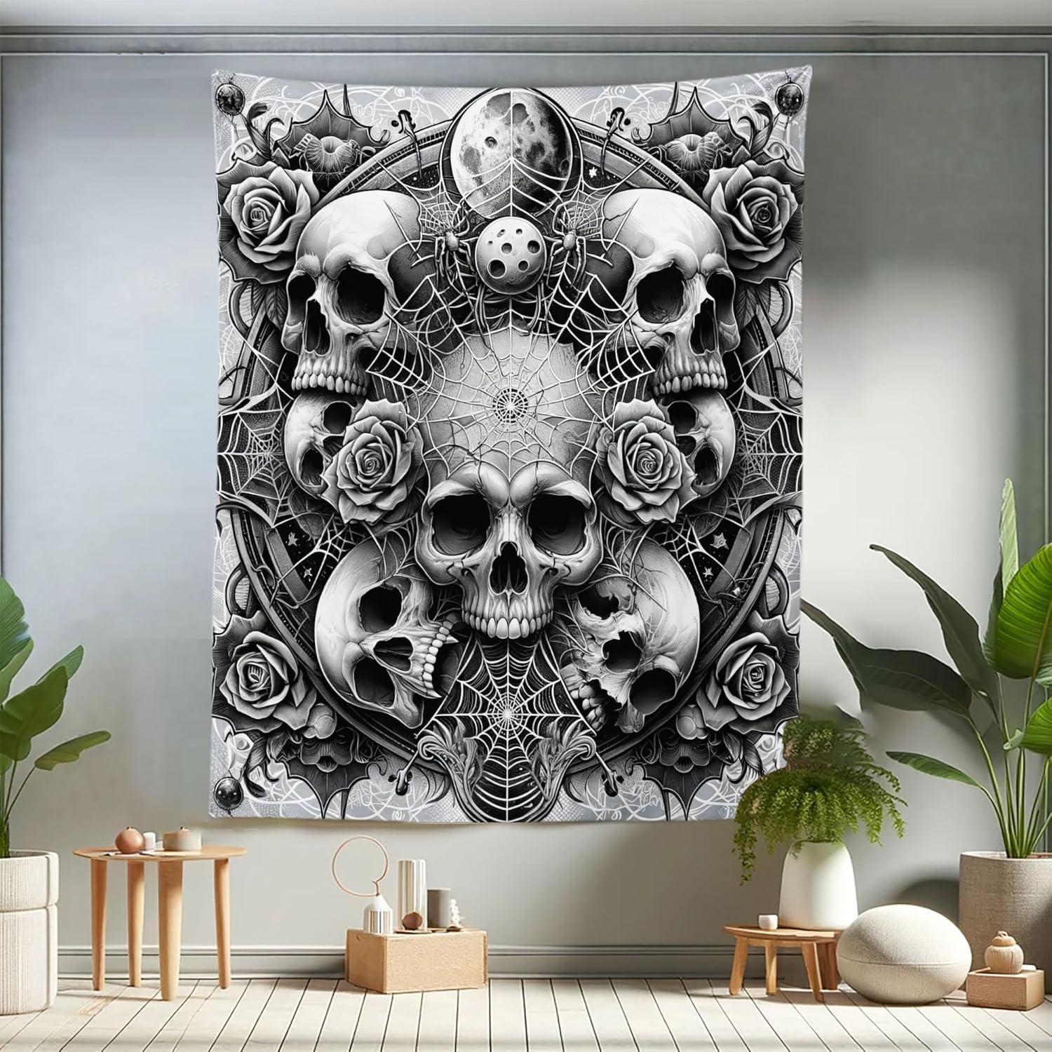 imageAmbesonne Flower Tapestry Modern Lines Leafy Eucalyptus Pattern with Tender Sunflower and Peony Fabric Wall Hanging Decor for Bedroom Living Room Dorm 28 X 23 Grey Teal Laurel GreenPale Grey Dark Grey White