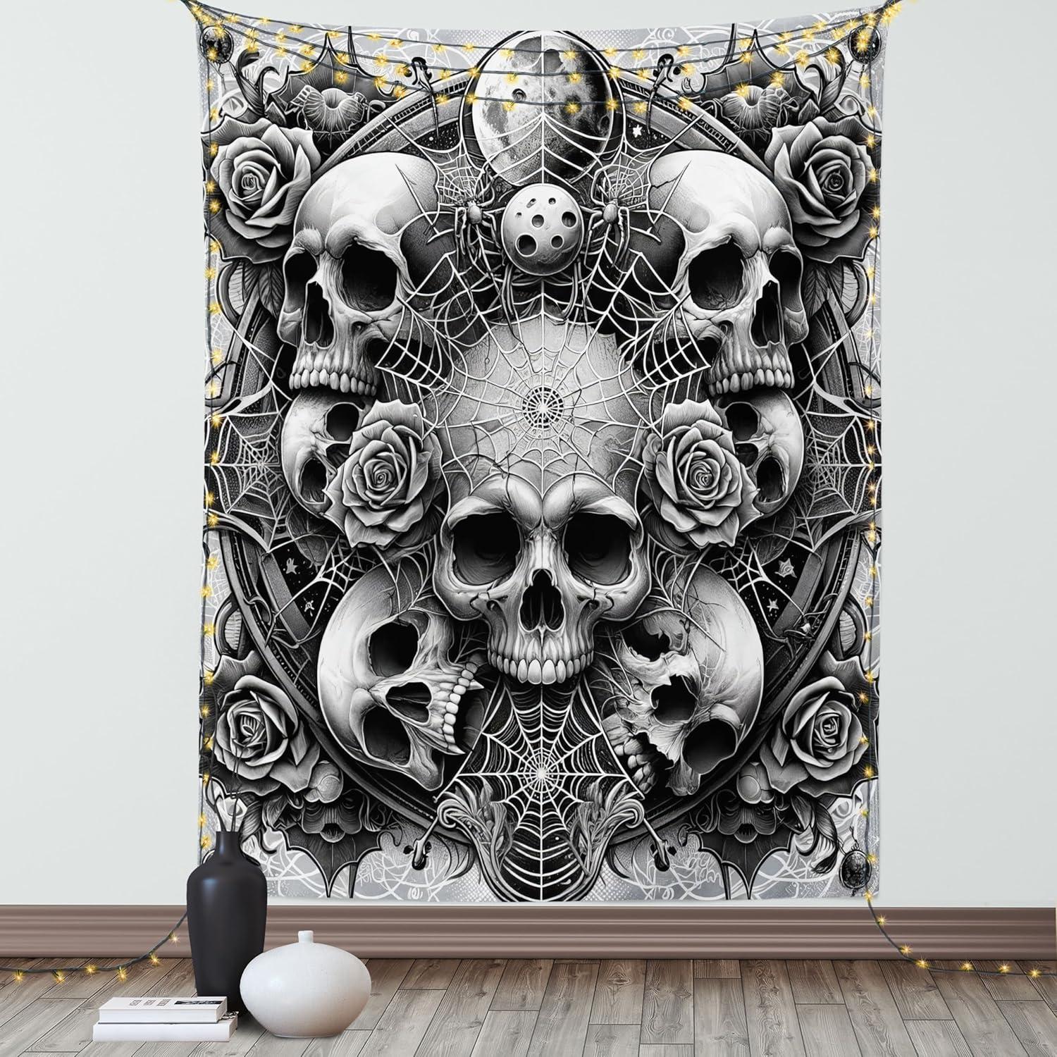 imageAmbesonne Flower Tapestry Modern Lines Leafy Eucalyptus Pattern with Tender Sunflower and Peony Fabric Wall Hanging Decor for Bedroom Living Room Dorm 28 X 23 Grey Teal Laurel GreenPale Grey Dark Grey White