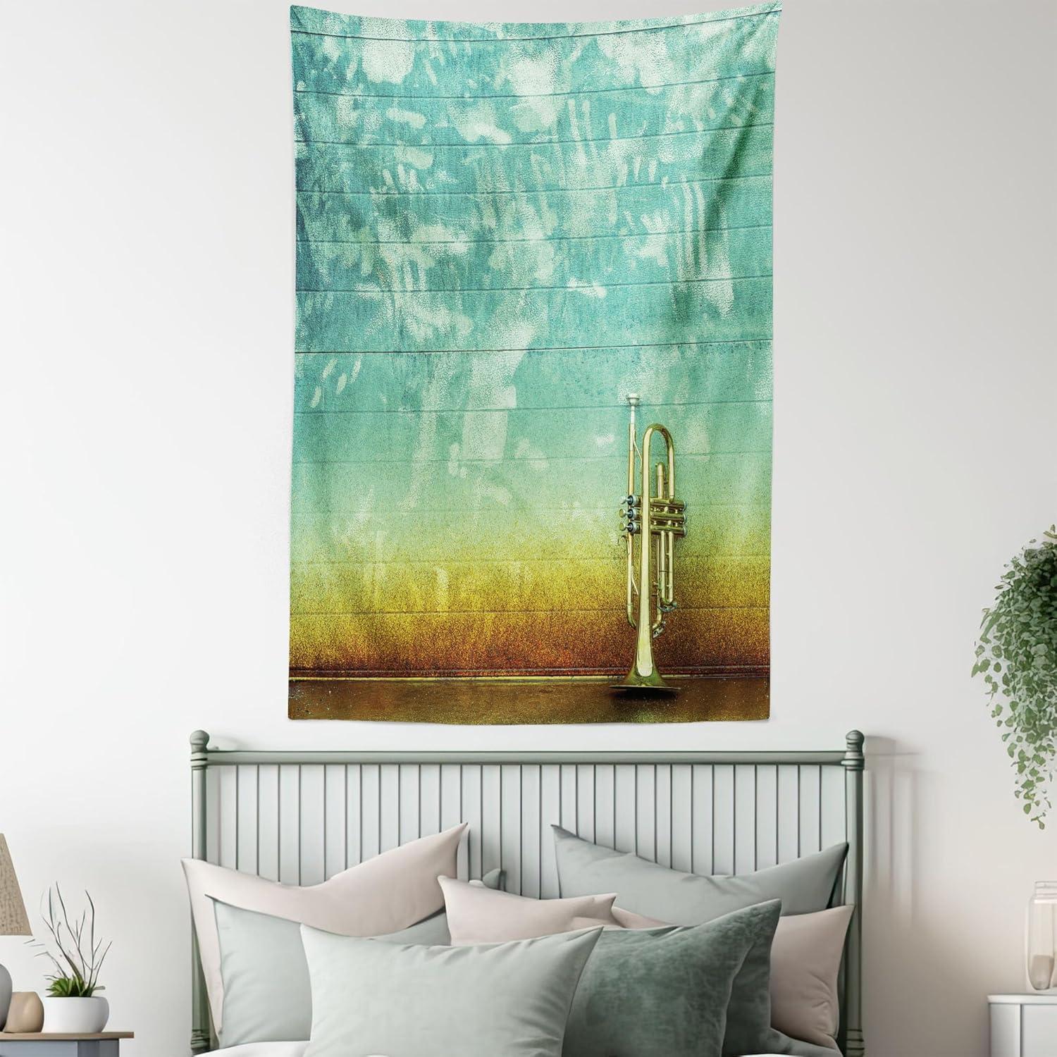 imageAmbesonne Flower Tapestry Modern Lines Leafy Eucalyptus Pattern with Tender Sunflower and Peony Fabric Wall Hanging Decor for Bedroom Living Room Dorm 28 X 23 Grey Teal Laurel GreenSea Green Brown