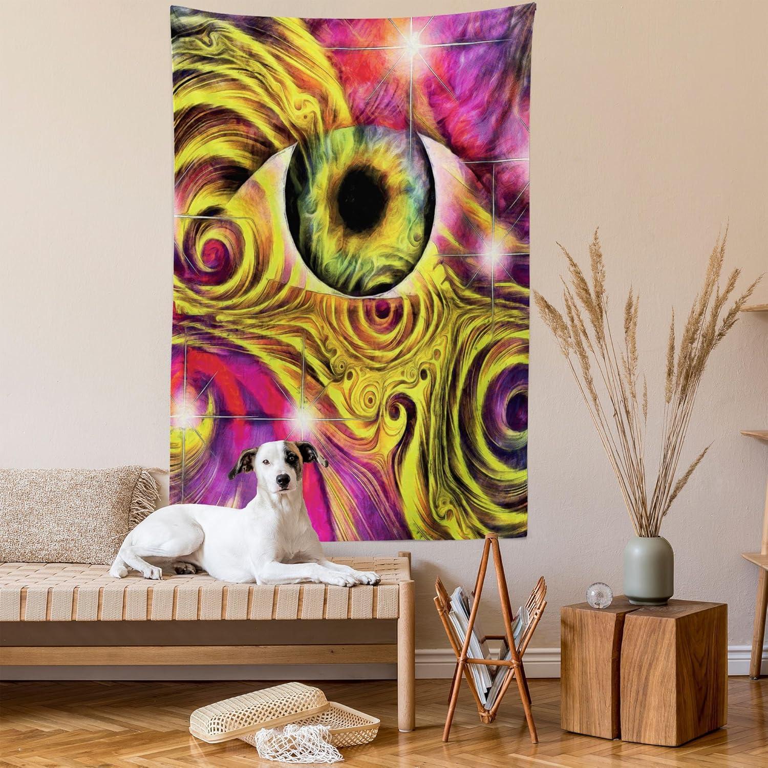imageAmbesonne Flower Tapestry Modern Lines Leafy Eucalyptus Pattern with Tender Sunflower and Peony Fabric Wall Hanging Decor for Bedroom Living Room Dorm 28 X 23 Grey Teal Laurel GreenFuchsia Yellow