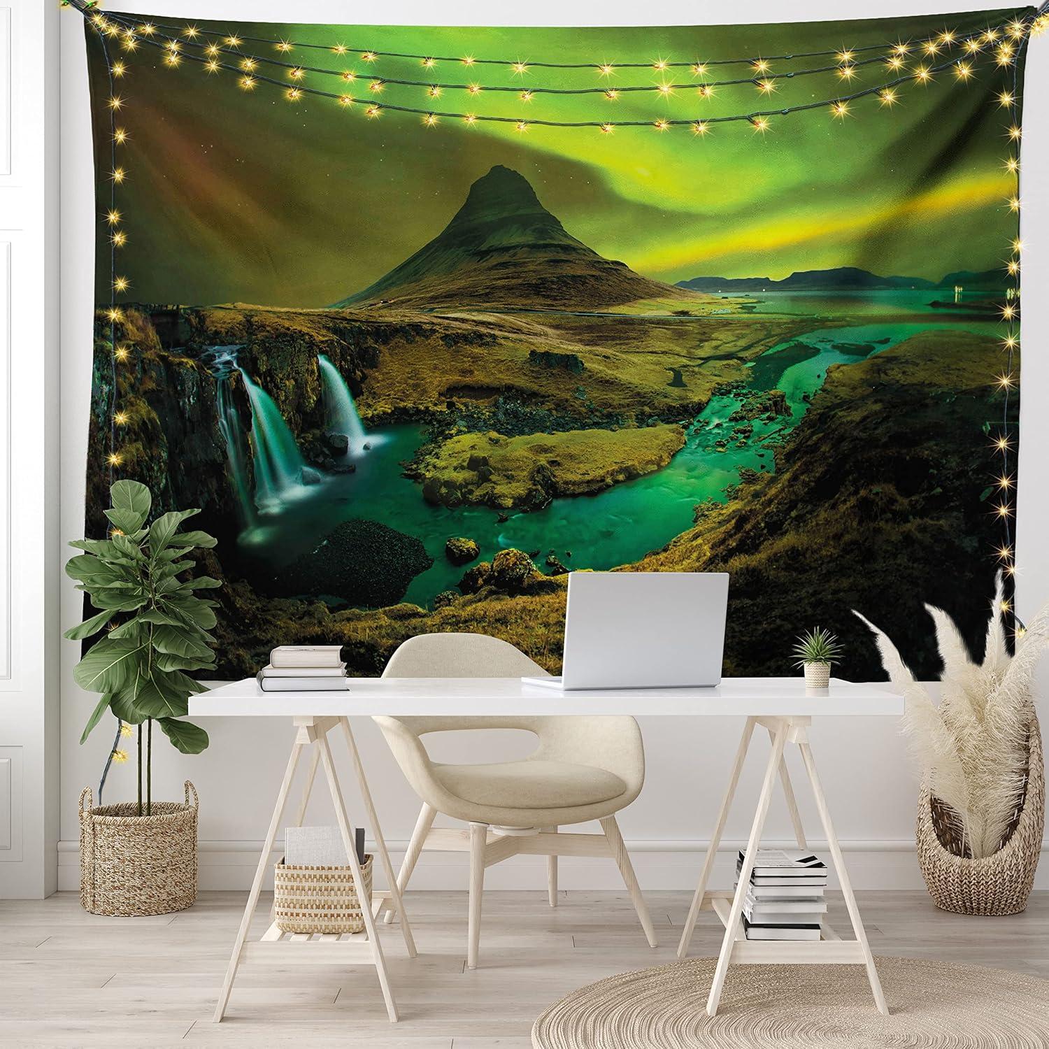 imageAmbesonne Flower Tapestry Modern Lines Leafy Eucalyptus Pattern with Tender Sunflower and Peony Fabric Wall Hanging Decor for Bedroom Living Room Dorm 28 X 23 Grey Teal Laurel GreenOlive Green