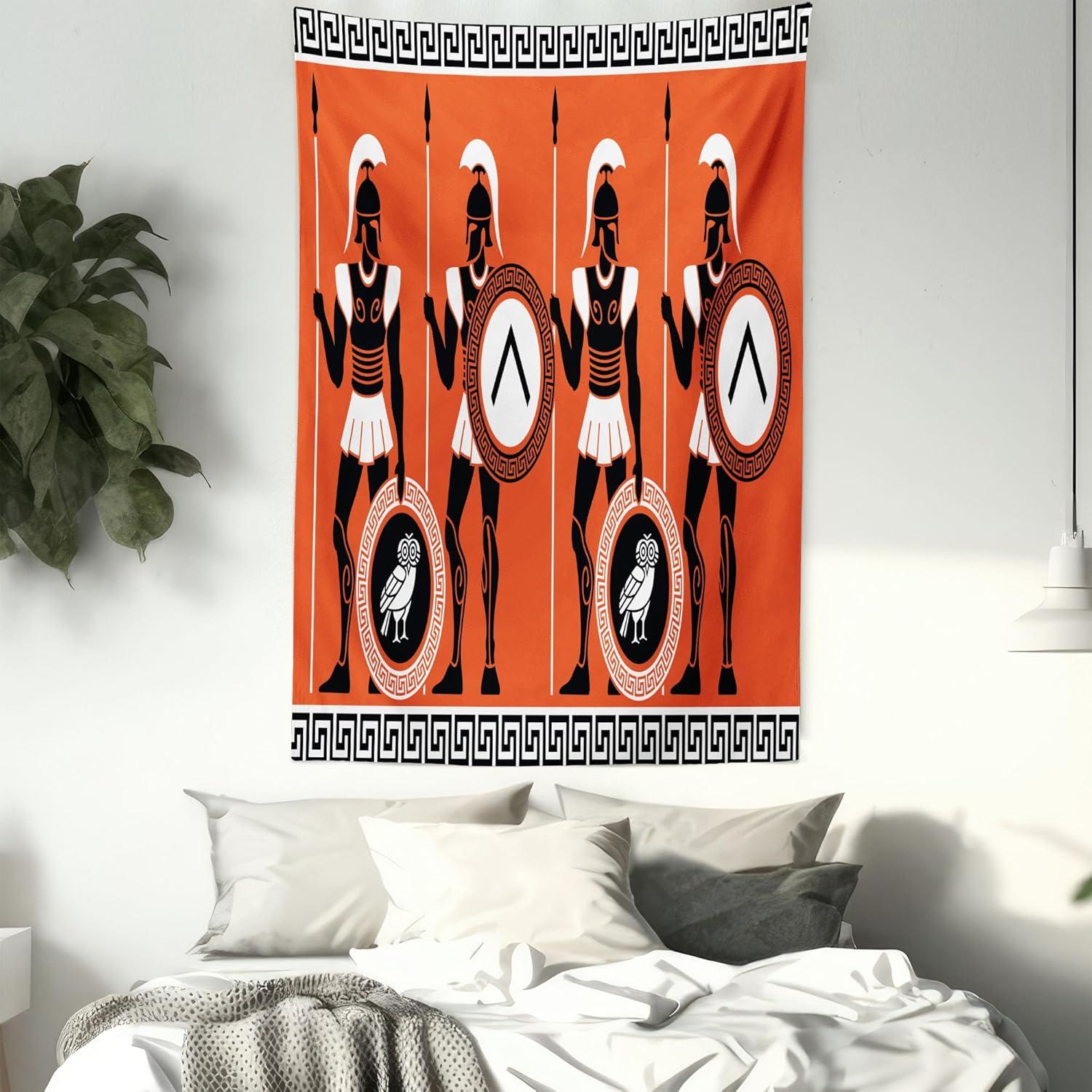 imageAmbesonne Flower Tapestry Modern Lines Leafy Eucalyptus Pattern with Tender Sunflower and Peony Fabric Wall Hanging Decor for Bedroom Living Room Dorm 28 X 23 Grey Teal Laurel GreenOrange Black White