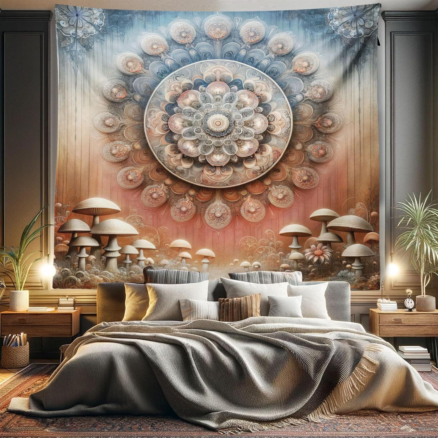 imageAmbesonne Flower Tapestry Modern Lines Leafy Eucalyptus Pattern with Tender Sunflower and Peony Fabric Wall Hanging Decor for Bedroom Living Room Dorm 28 X 23 Grey Teal Laurel GreenPale Ruby Blue Grey Ecru