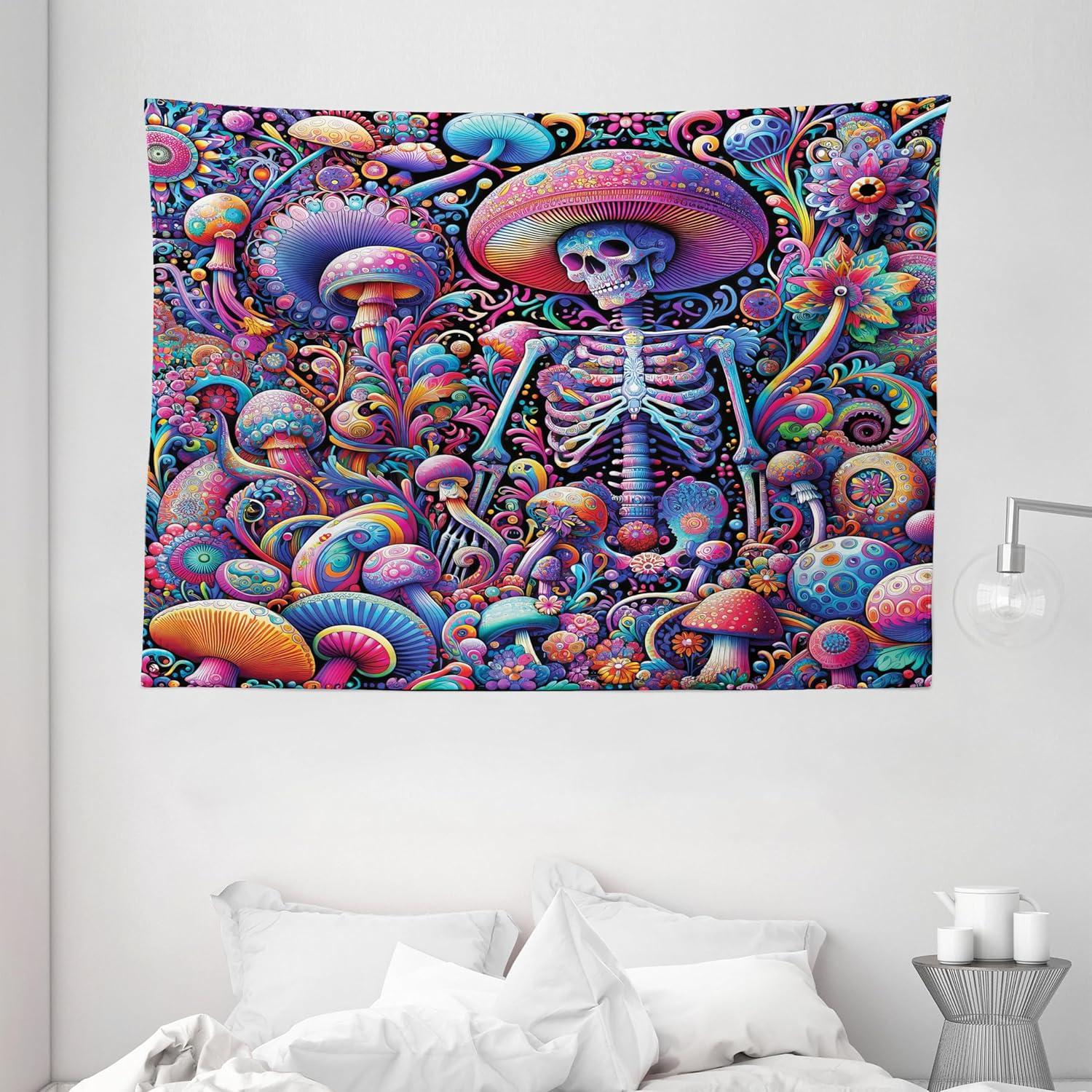 imageAmbesonne Flower Tapestry Modern Lines Leafy Eucalyptus Pattern with Tender Sunflower and Peony Fabric Wall Hanging Decor for Bedroom Living Room Dorm 28 X 23 Grey Teal Laurel GreenMagenta Indigo Multicolor