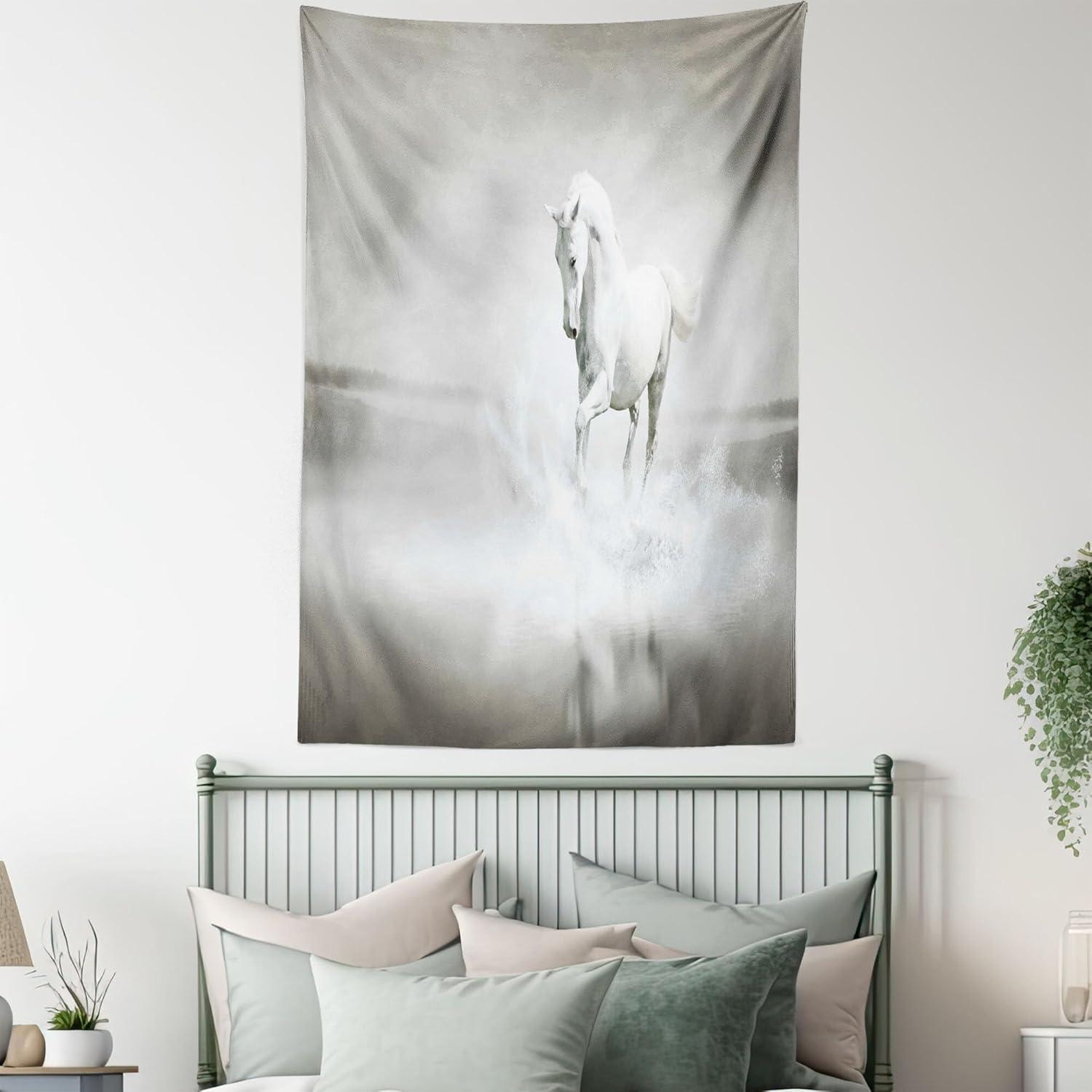 imageAmbesonne Flower Tapestry Modern Lines Leafy Eucalyptus Pattern with Tender Sunflower and Peony Fabric Wall Hanging Decor for Bedroom Living Room Dorm 28 X 23 Grey Teal Laurel GreenBlack and White