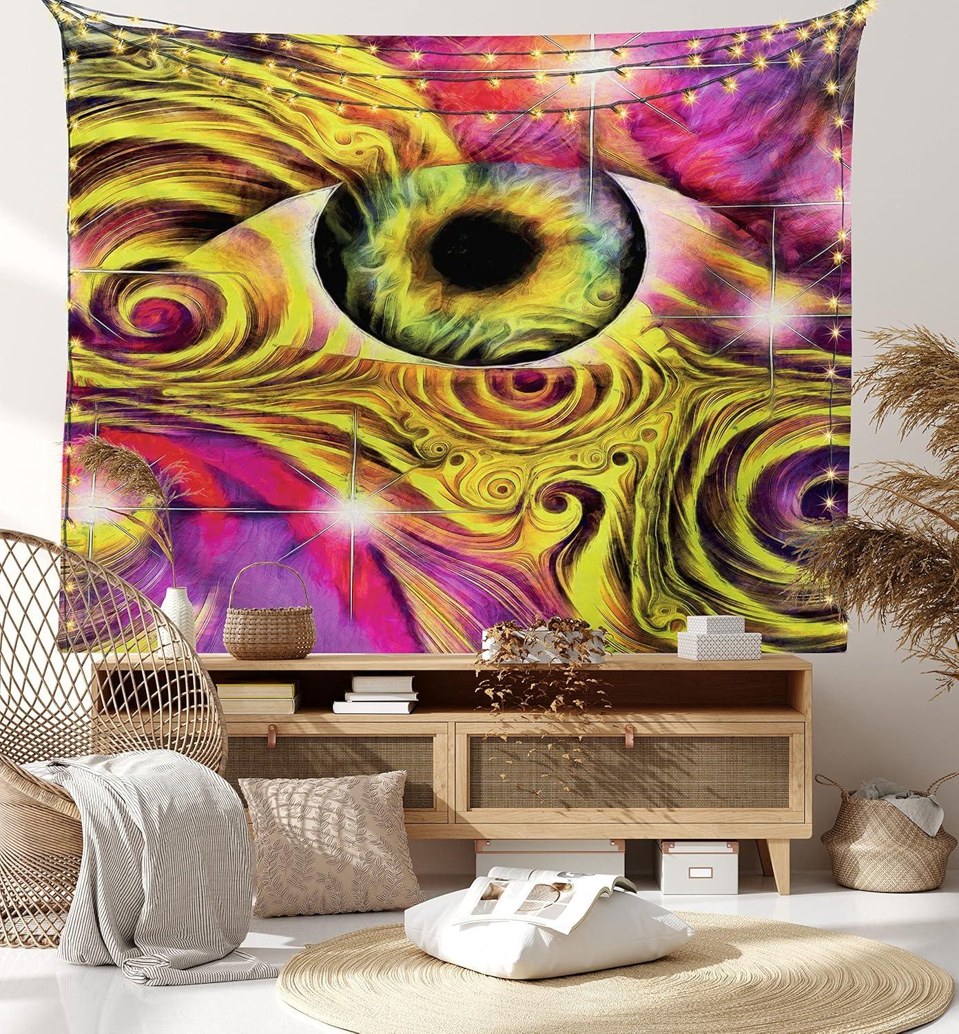 imageAmbesonne Flower Tapestry Modern Lines Leafy Eucalyptus Pattern with Tender Sunflower and Peony Fabric Wall Hanging Decor for Bedroom Living Room Dorm 28 X 23 Grey Teal Laurel GreenFuchsia Yellow