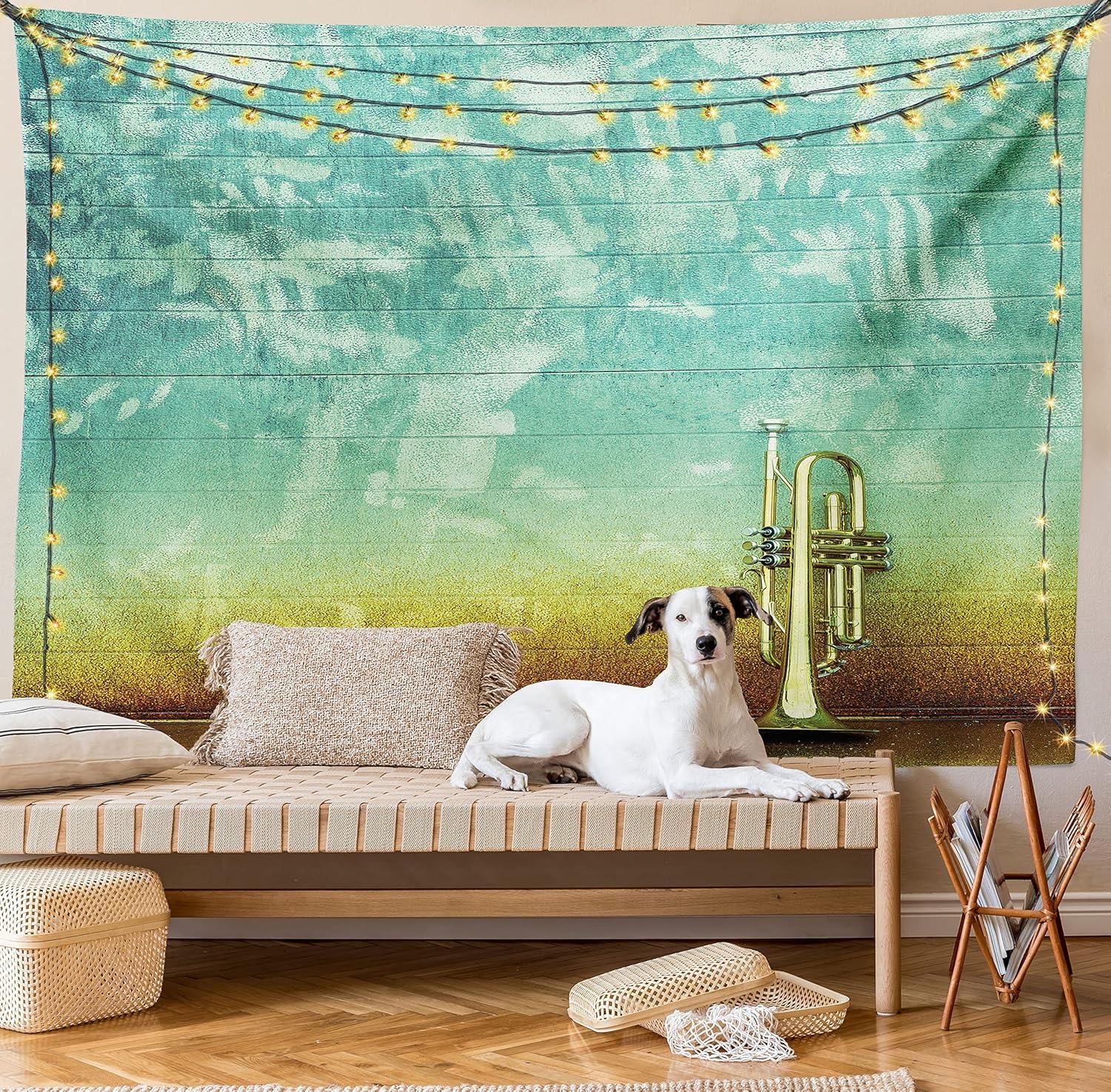 imageAmbesonne Flower Tapestry Modern Lines Leafy Eucalyptus Pattern with Tender Sunflower and Peony Fabric Wall Hanging Decor for Bedroom Living Room Dorm 28 X 23 Grey Teal Laurel GreenSea Green Brown