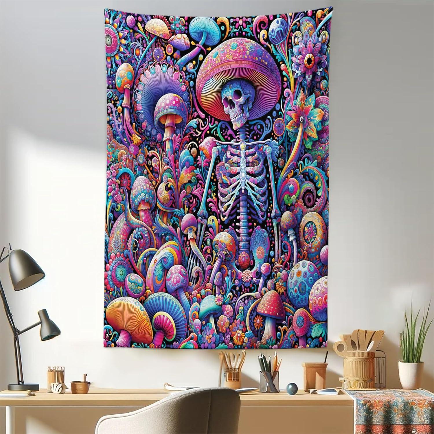 imageAmbesonne Flower Tapestry Modern Lines Leafy Eucalyptus Pattern with Tender Sunflower and Peony Fabric Wall Hanging Decor for Bedroom Living Room Dorm 28 X 23 Grey Teal Laurel GreenMagenta Indigo Multicolor