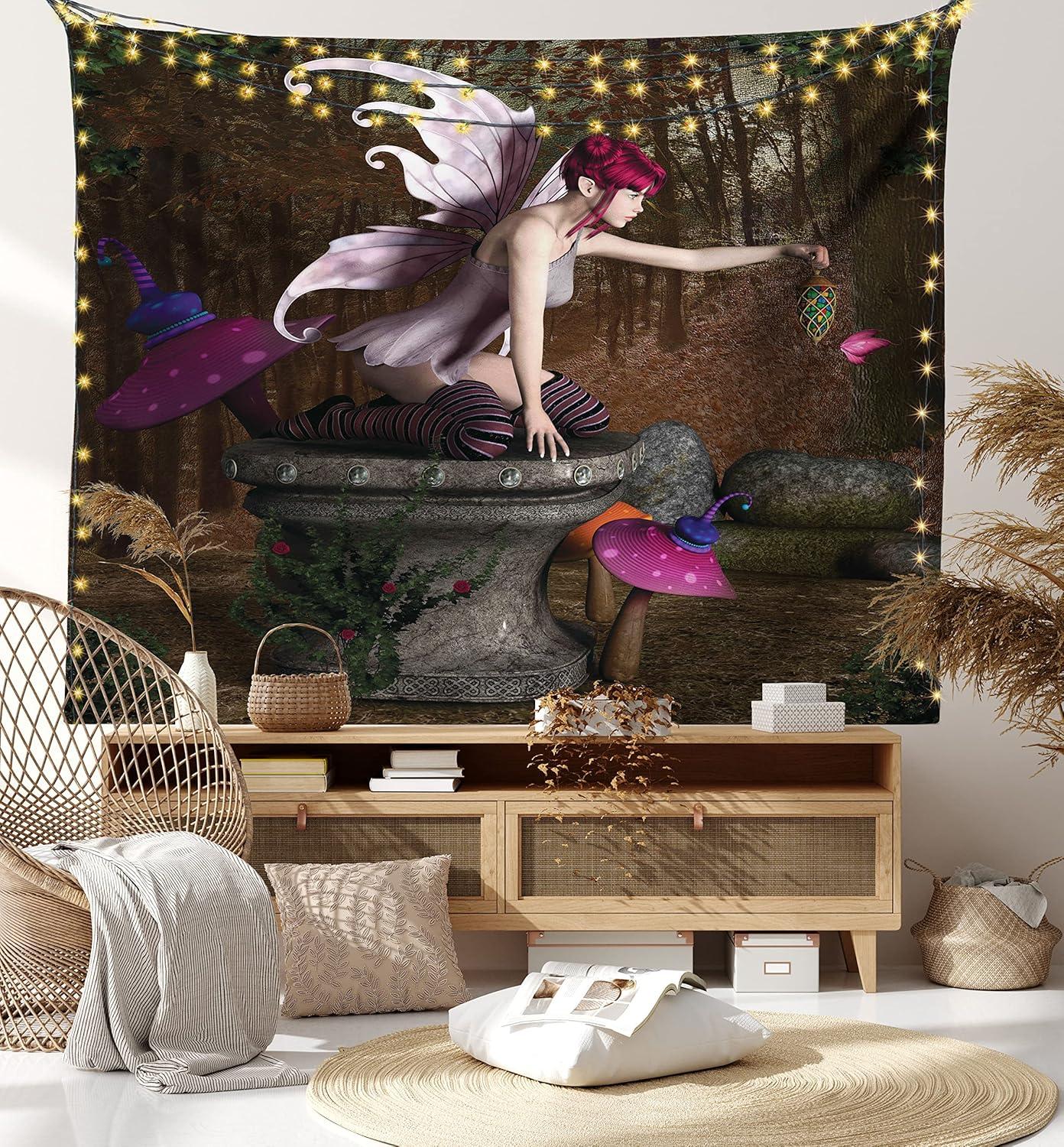 imageAmbesonne Flower Tapestry Modern Lines Leafy Eucalyptus Pattern with Tender Sunflower and Peony Fabric Wall Hanging Decor for Bedroom Living Room Dorm 28 X 23 Grey Teal Laurel GreenBrown Pink