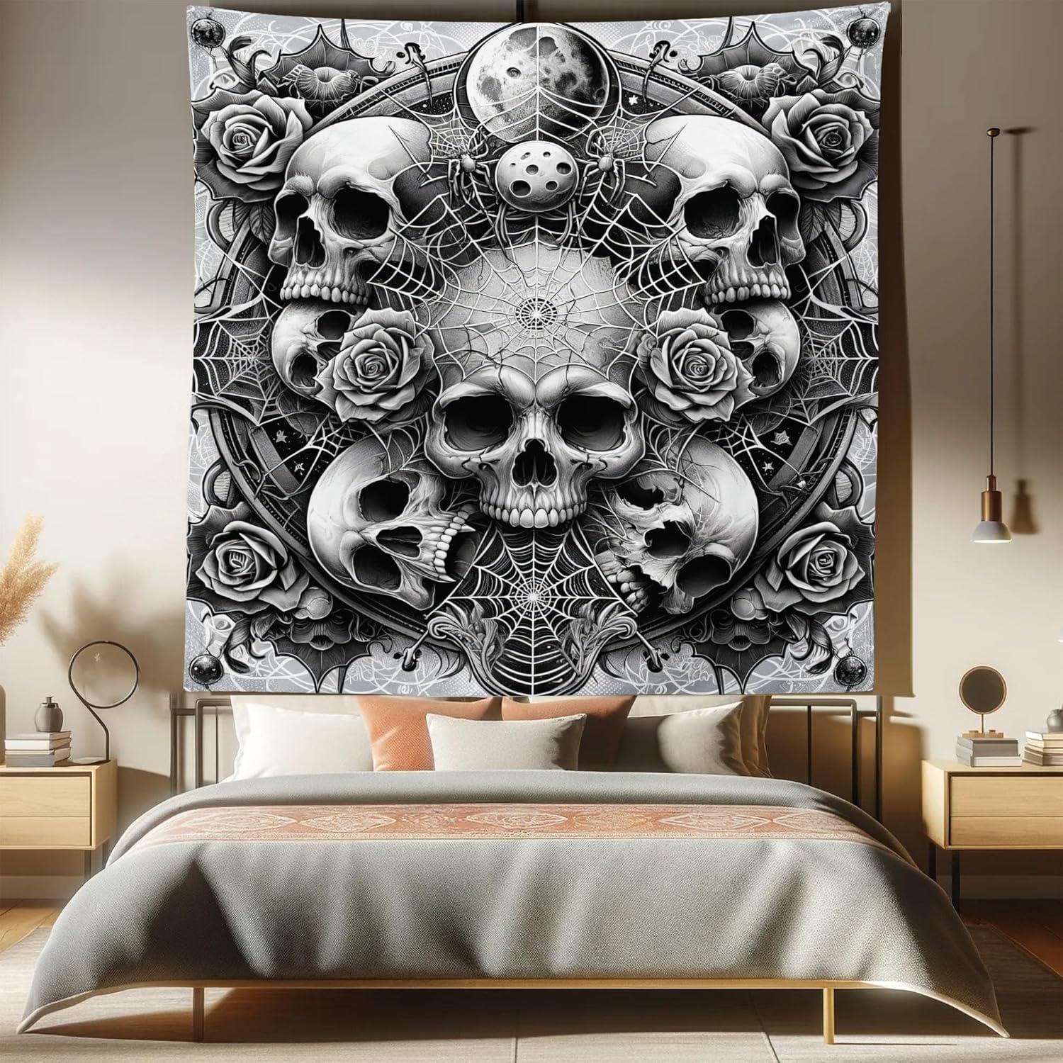 imageAmbesonne Flower Tapestry Modern Lines Leafy Eucalyptus Pattern with Tender Sunflower and Peony Fabric Wall Hanging Decor for Bedroom Living Room Dorm 28 X 23 Grey Teal Laurel GreenPale Grey Dark Grey White