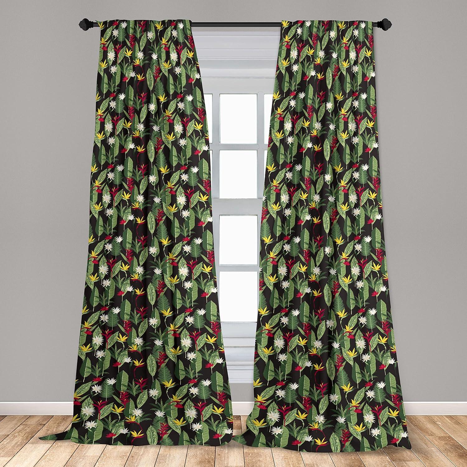 imageAmbesonne Garden Scene Curtains Autumn Vibes Romantic Themed Monochrome Daisy Pattern Neutral Art Window Treatments 2 Panel Set for Living Room Bedroom Pair of 28 x 95 Charcoal Grey EggshellDark Coral Reseda Green