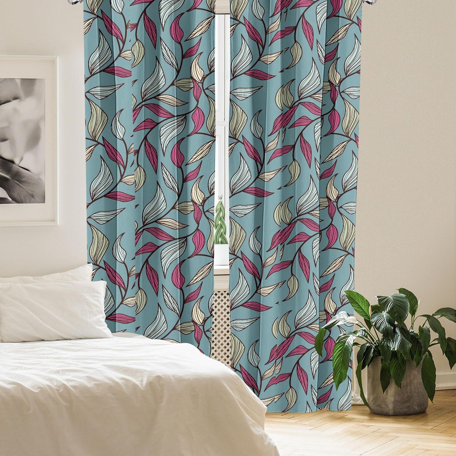 imageAmbesonne Garden Scene Curtains Autumn Vibes Romantic Themed Monochrome Daisy Pattern Neutral Art Window Treatments 2 Panel Set for Living Room Bedroom Pair of 28 x 95 Charcoal Grey EggshellCadet Blue and Cream