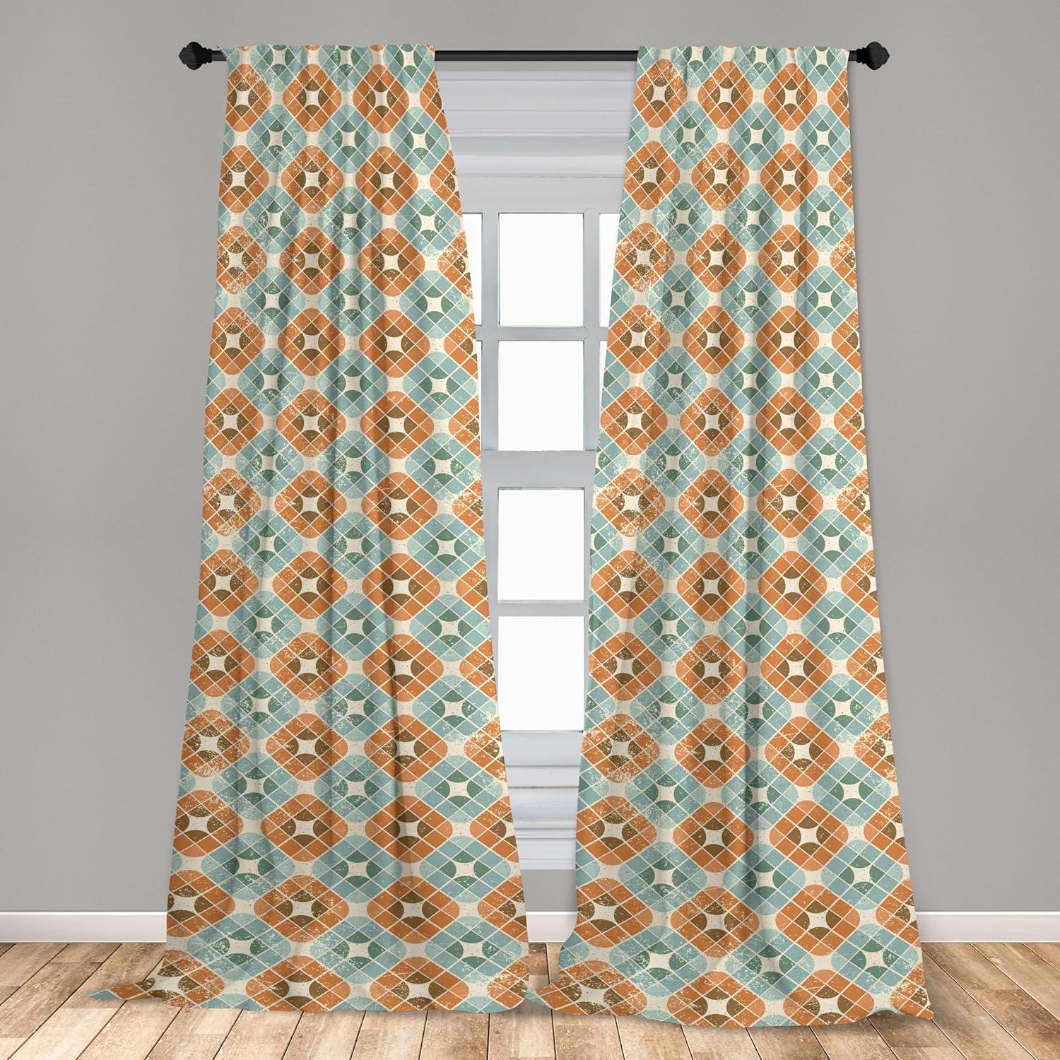 imageAmbesonne Garden Scene Curtains Autumn Vibes Romantic Themed Monochrome Daisy Pattern Neutral Art Window Treatments 2 Panel Set for Living Room Bedroom Pair of 28 x 95 Charcoal Grey EggshellBurnt Sienna Cadet Blue