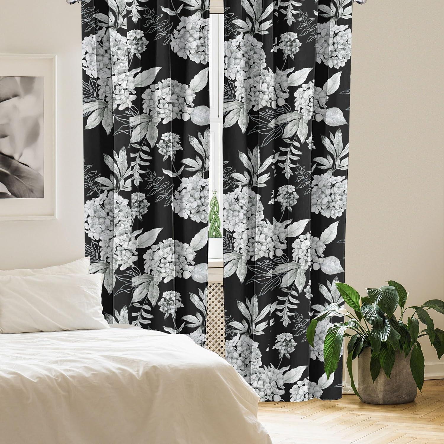 imageAmbesonne Garden Scene Curtains Autumn Vibes Romantic Themed Monochrome Daisy Pattern Neutral Art Window Treatments 2 Panel Set for Living Room Bedroom Pair of 28 x 95 Charcoal Grey EggshellCharcoal White