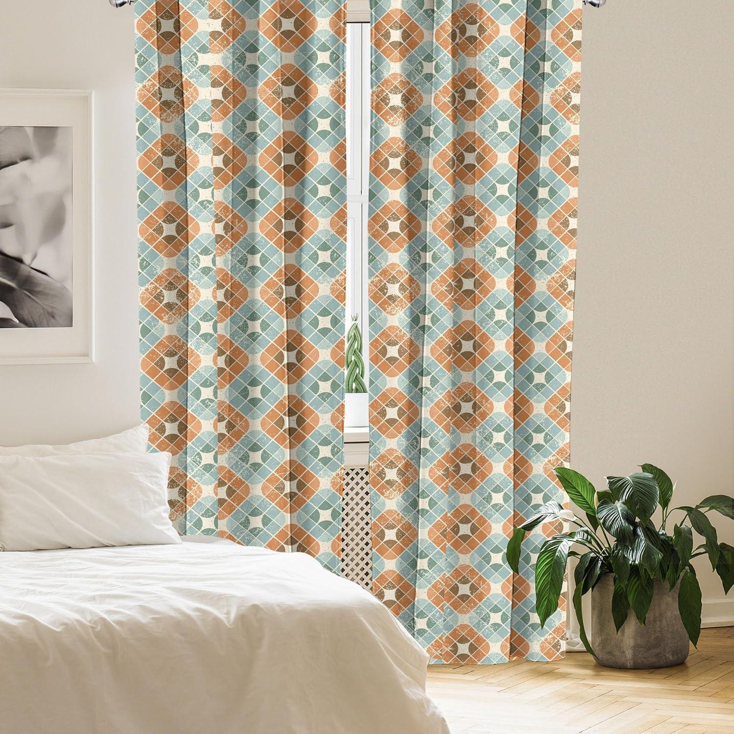 imageAmbesonne Garden Scene Curtains Autumn Vibes Romantic Themed Monochrome Daisy Pattern Neutral Art Window Treatments 2 Panel Set for Living Room Bedroom Pair of 28 x 95 Charcoal Grey EggshellBurnt Sienna Cadet Blue