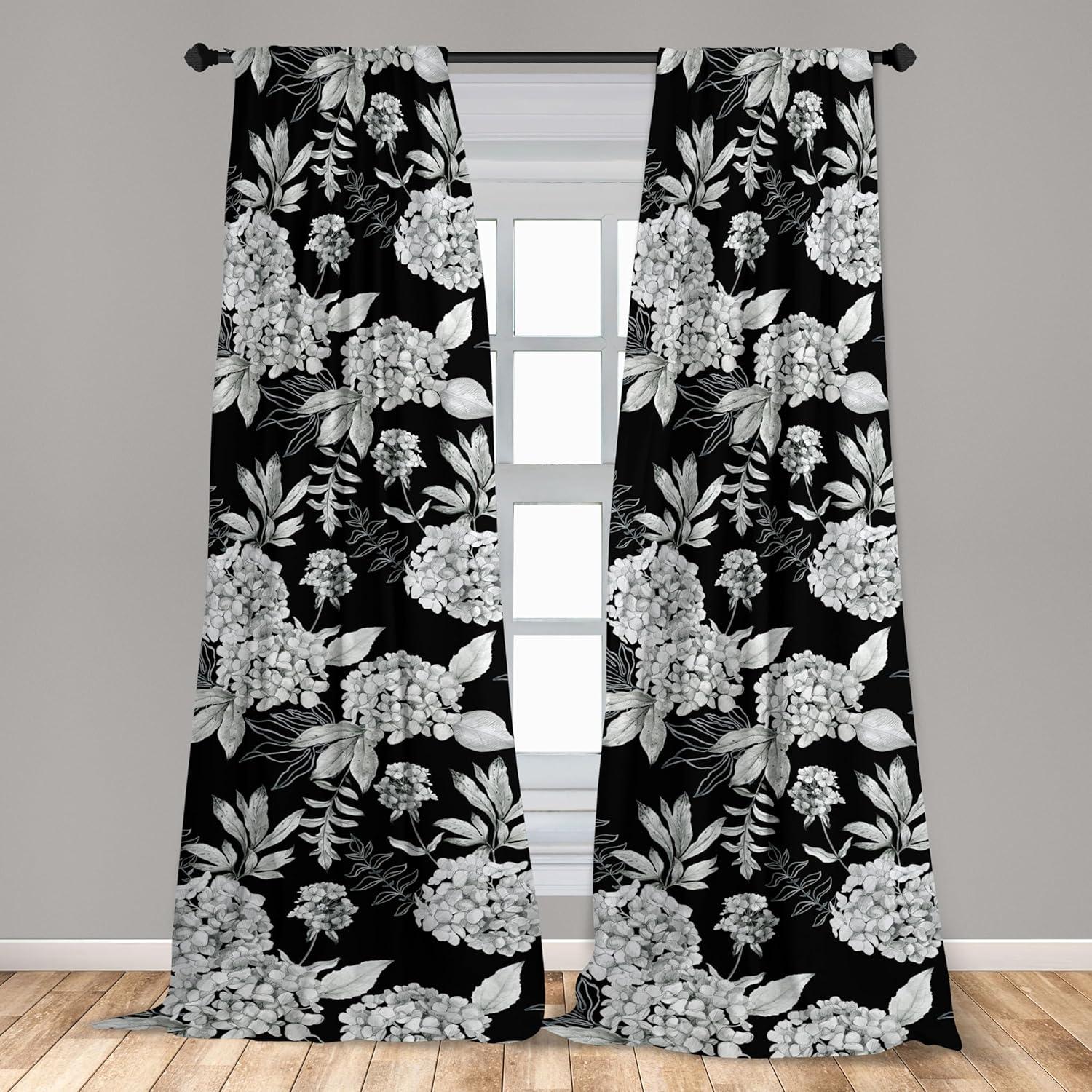 imageAmbesonne Garden Scene Curtains Autumn Vibes Romantic Themed Monochrome Daisy Pattern Neutral Art Window Treatments 2 Panel Set for Living Room Bedroom Pair of 28 x 95 Charcoal Grey EggshellCharcoal White