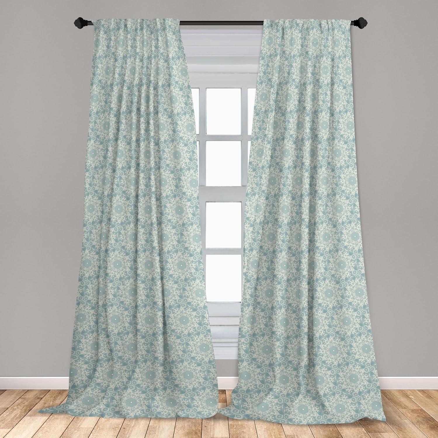 imageAmbesonne Garden Scene Curtains Autumn Vibes Romantic Themed Monochrome Daisy Pattern Neutral Art Window Treatments 2 Panel Set for Living Room Bedroom Pair of 28 x 95 Charcoal Grey EggshellCadet Blue and Eggshell