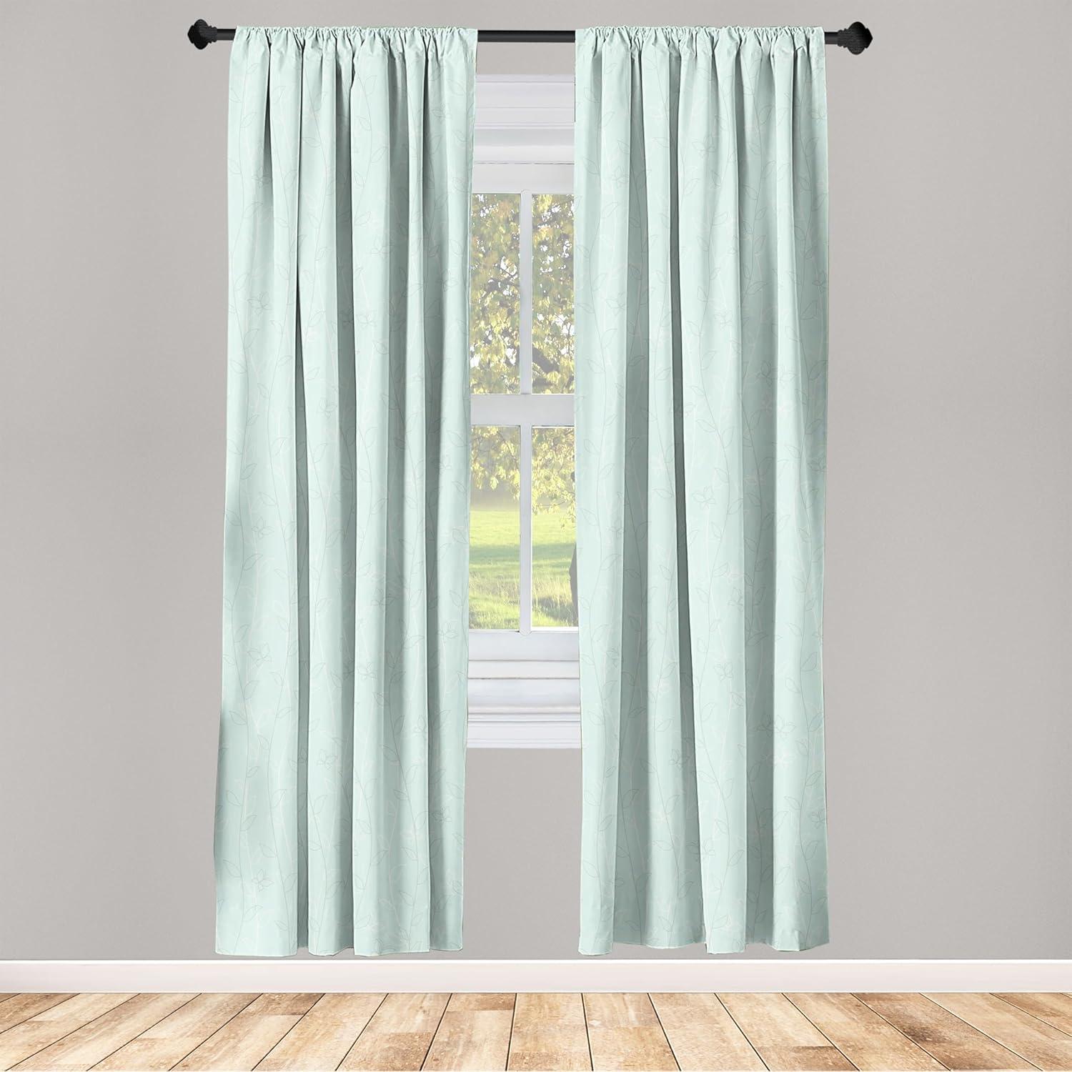 imageAmbesonne Garden Scene Curtains Autumn Vibes Romantic Themed Monochrome Daisy Pattern Neutral Art Window Treatments 2 Panel Set for Living Room Bedroom Pair of 28 x 95 Charcoal Grey EggshellMint Green