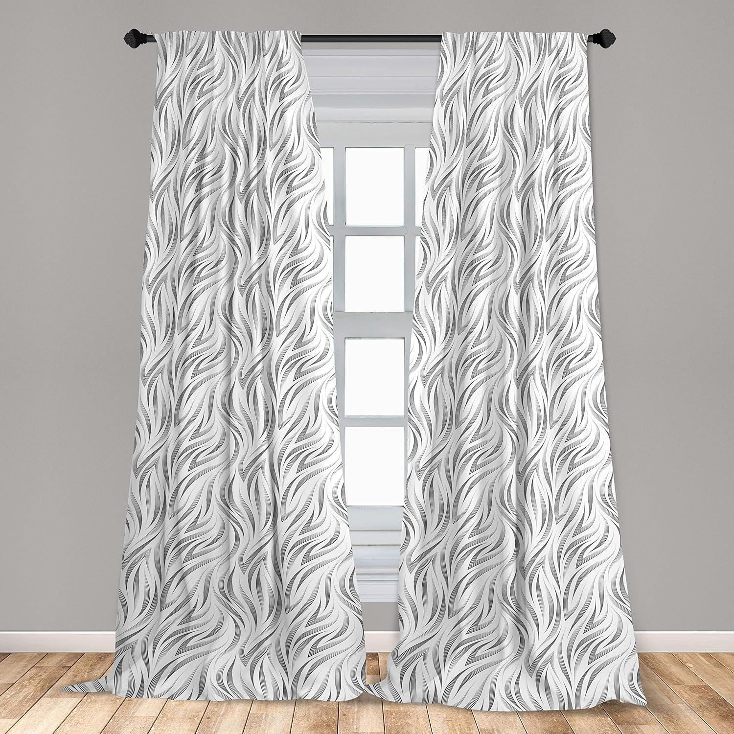 imageAmbesonne Garden Scene Curtains Autumn Vibes Romantic Themed Monochrome Daisy Pattern Neutral Art Window Treatments 2 Panel Set for Living Room Bedroom Pair of 28 x 95 Charcoal Grey EggshellCharcoal Grey and White