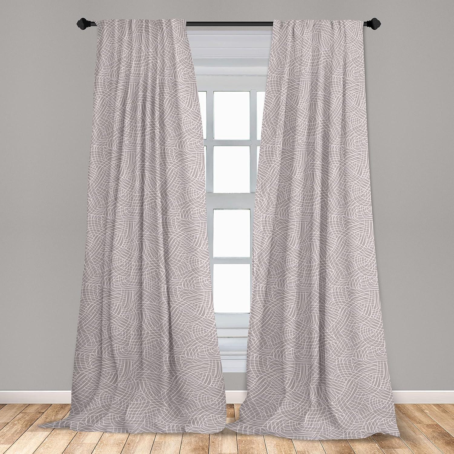 imageAmbesonne Garden Scene Curtains Autumn Vibes Romantic Themed Monochrome Daisy Pattern Neutral Art Window Treatments 2 Panel Set for Living Room Bedroom Pair of 28 x 95 Charcoal Grey EggshellPale Purpleblue White