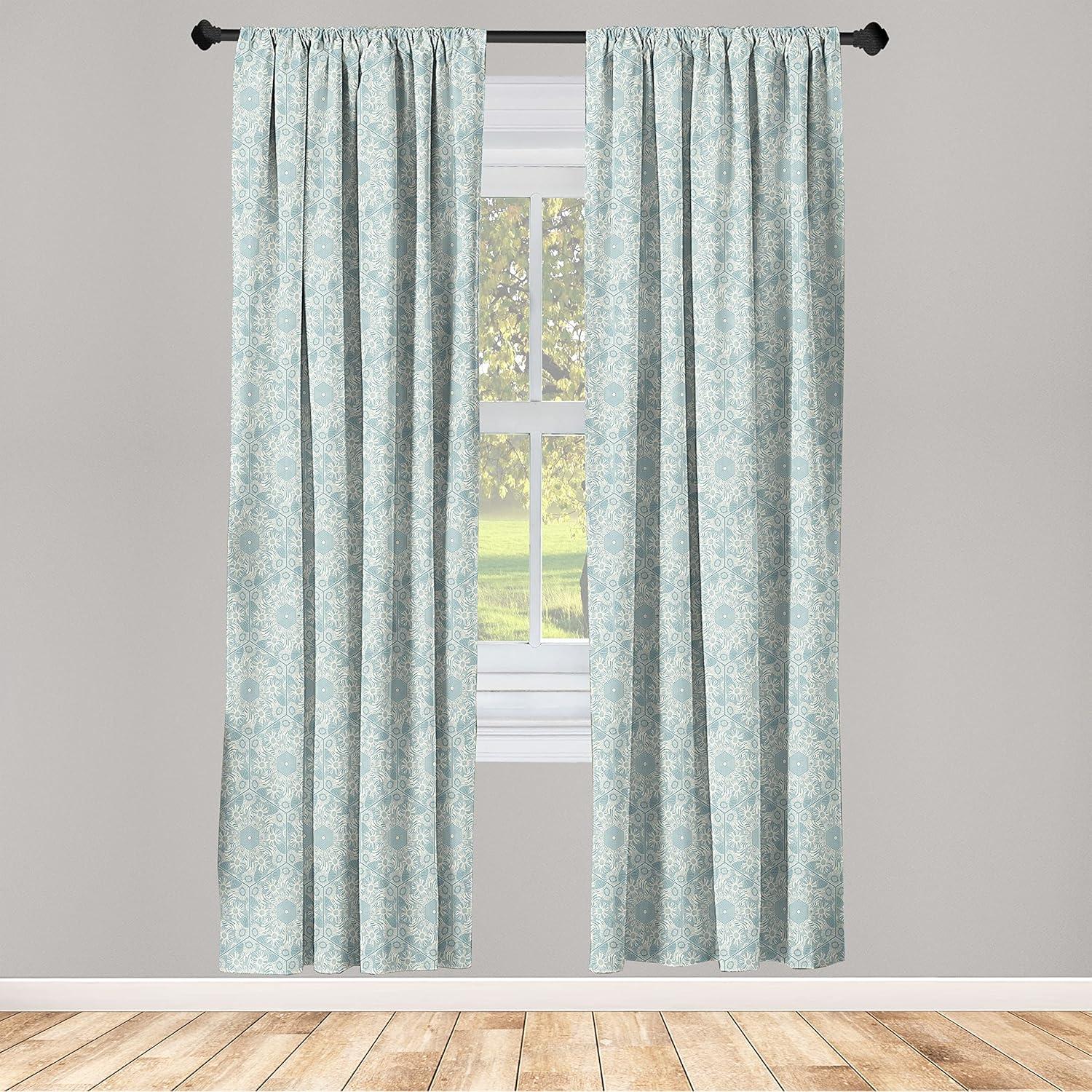 imageAmbesonne Garden Scene Curtains Autumn Vibes Romantic Themed Monochrome Daisy Pattern Neutral Art Window Treatments 2 Panel Set for Living Room Bedroom Pair of 28 x 95 Charcoal Grey EggshellCadet Blue and Eggshell