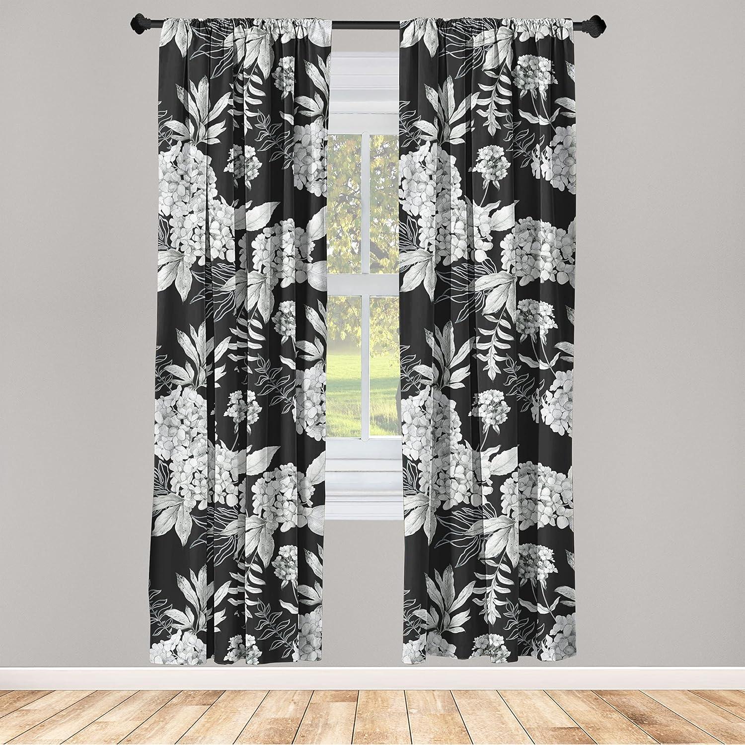 imageAmbesonne Garden Scene Curtains Autumn Vibes Romantic Themed Monochrome Daisy Pattern Neutral Art Window Treatments 2 Panel Set for Living Room Bedroom Pair of 28 x 95 Charcoal Grey EggshellCharcoal White
