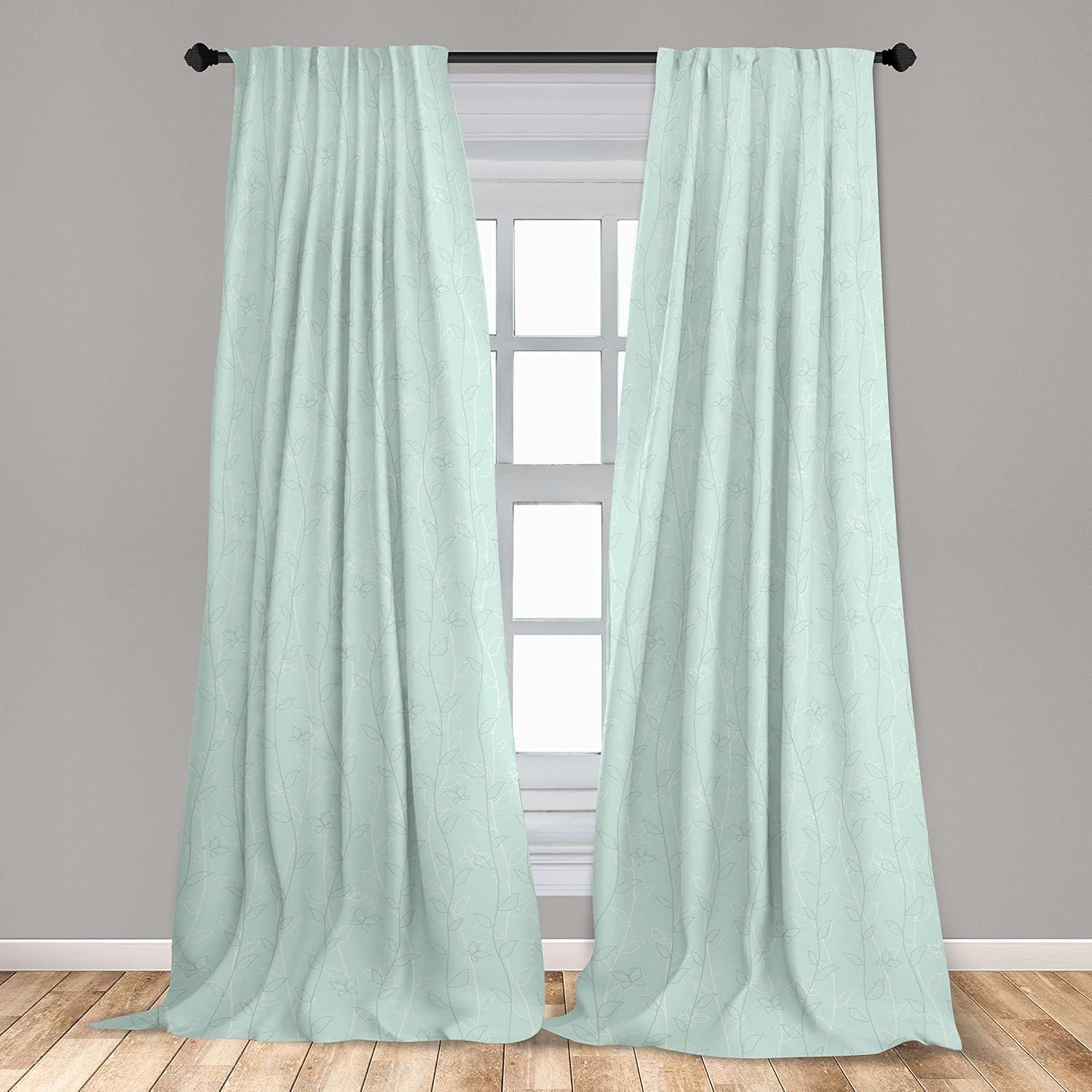imageAmbesonne Garden Scene Curtains Autumn Vibes Romantic Themed Monochrome Daisy Pattern Neutral Art Window Treatments 2 Panel Set for Living Room Bedroom Pair of 28 x 95 Charcoal Grey EggshellMint Green
