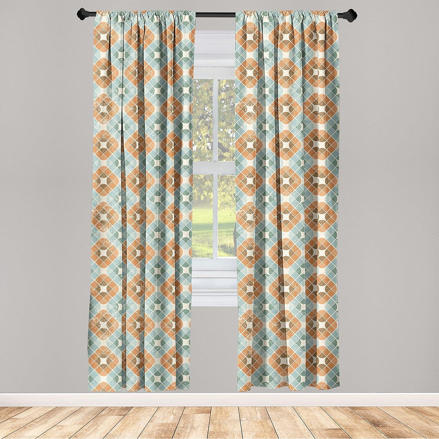 imageAmbesonne Garden Scene Curtains Autumn Vibes Romantic Themed Monochrome Daisy Pattern Neutral Art Window Treatments 2 Panel Set for Living Room Bedroom Pair of 28 x 95 Charcoal Grey EggshellBurnt Sienna Cadet Blue
