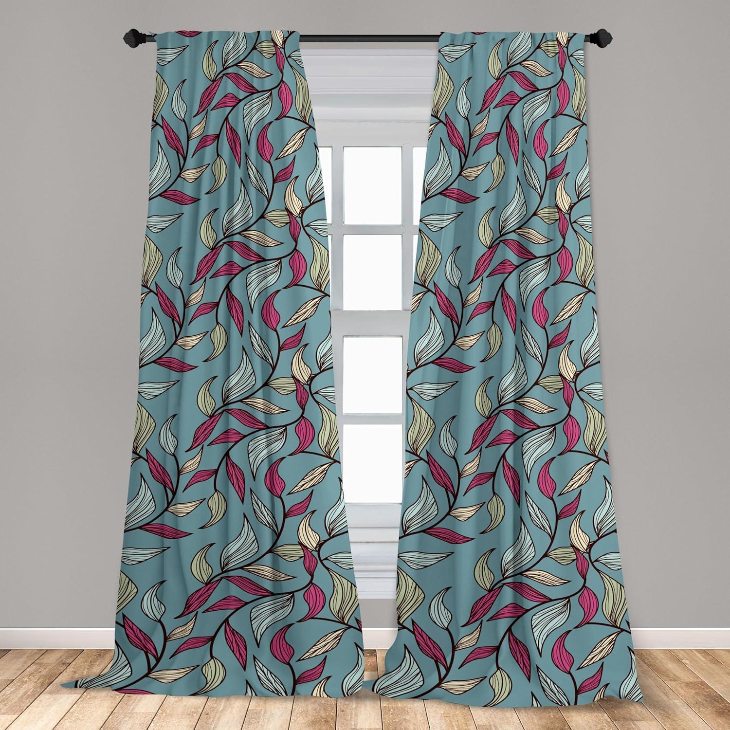 imageAmbesonne Garden Scene Curtains Autumn Vibes Romantic Themed Monochrome Daisy Pattern Neutral Art Window Treatments 2 Panel Set for Living Room Bedroom Pair of 28 x 95 Charcoal Grey EggshellCadet Blue and Cream