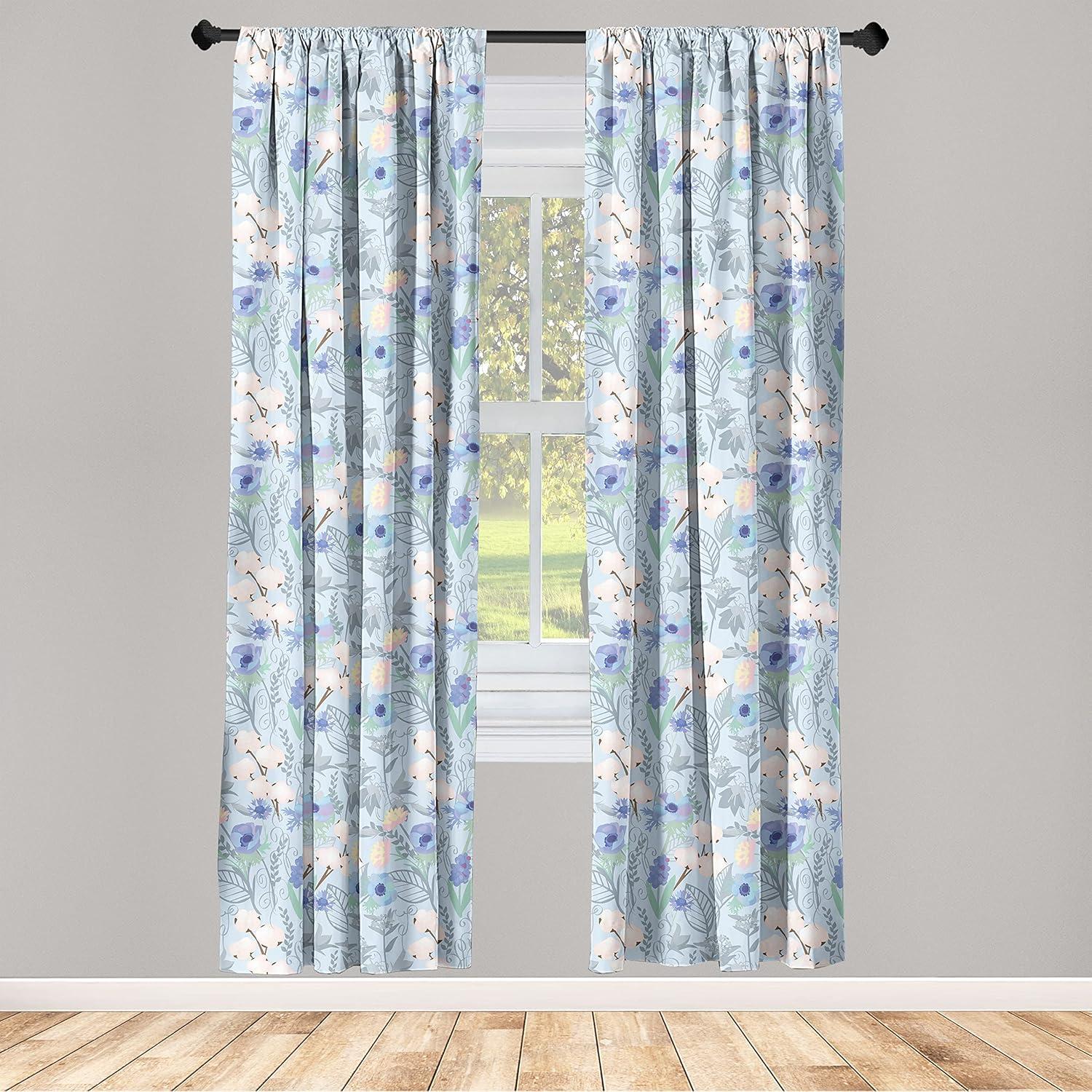 imageAmbesonne Garden Scene Curtains Soft Tones Flowers Boho Pattern Springtime Inspired Neutral Art Window Treatments 2 Panel Set for Living Room Bedroom Pair of 28 x 95 Lavender Blue Warm TaupePale Blue Pale Peach