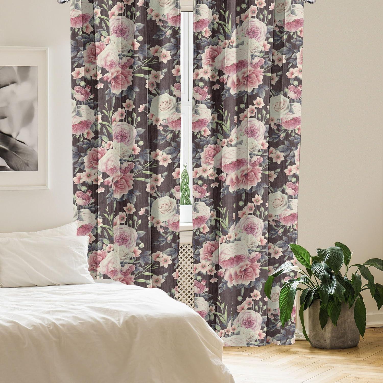 imageAmbesonne Garden Scene Curtains Soft Tones Flowers Boho Pattern Springtime Inspired Neutral Art Window Treatments 2 Panel Set for Living Room Bedroom Pair of 28 x 95 Lavender Blue Warm TaupePale Yellow Pastel Pink